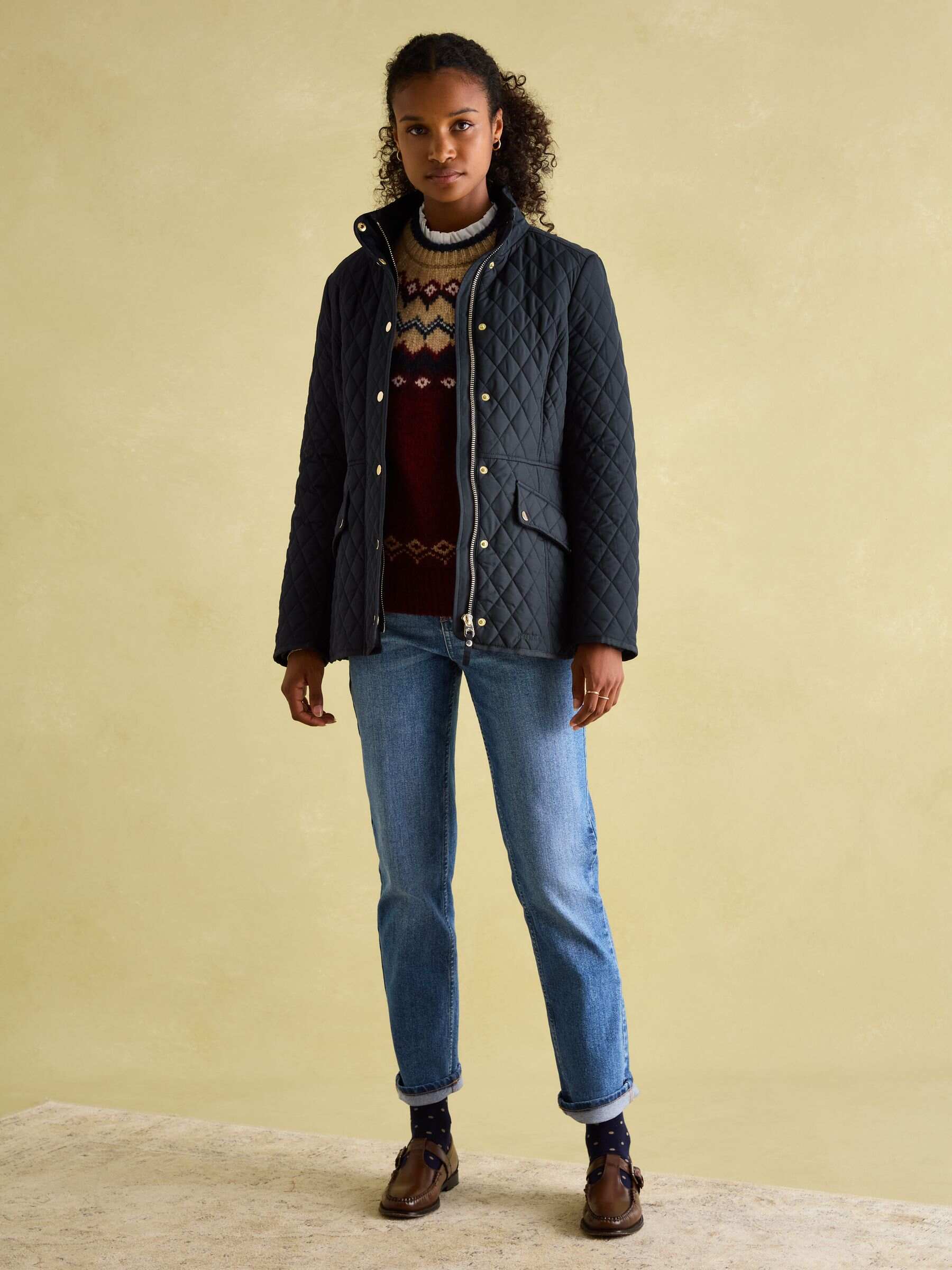Allendale Navy Blue Showerproof Diamond Quilted Coat