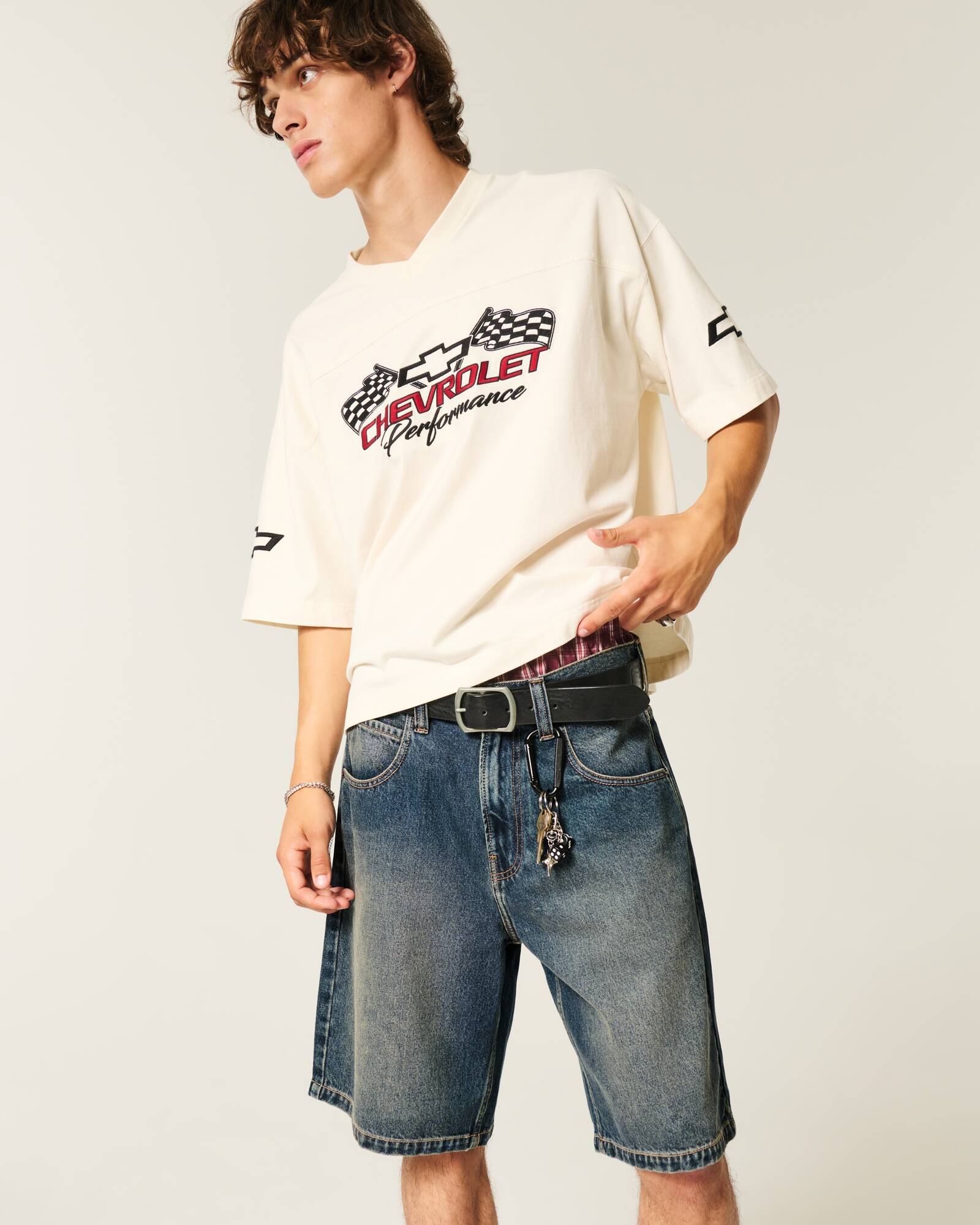 Washed Black Baggy Denim Shorts