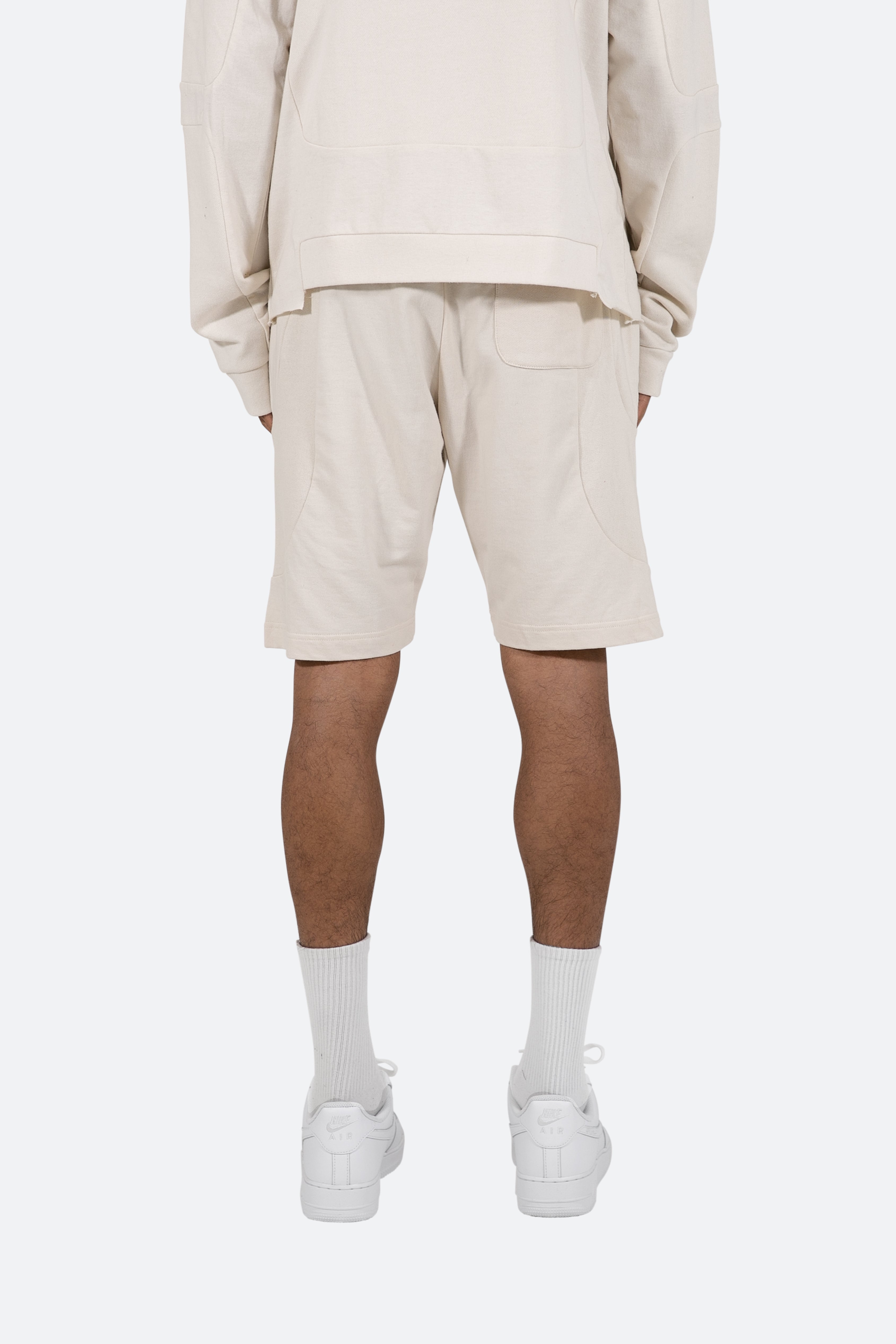 Geo Paneled Sweatshorts - Off White