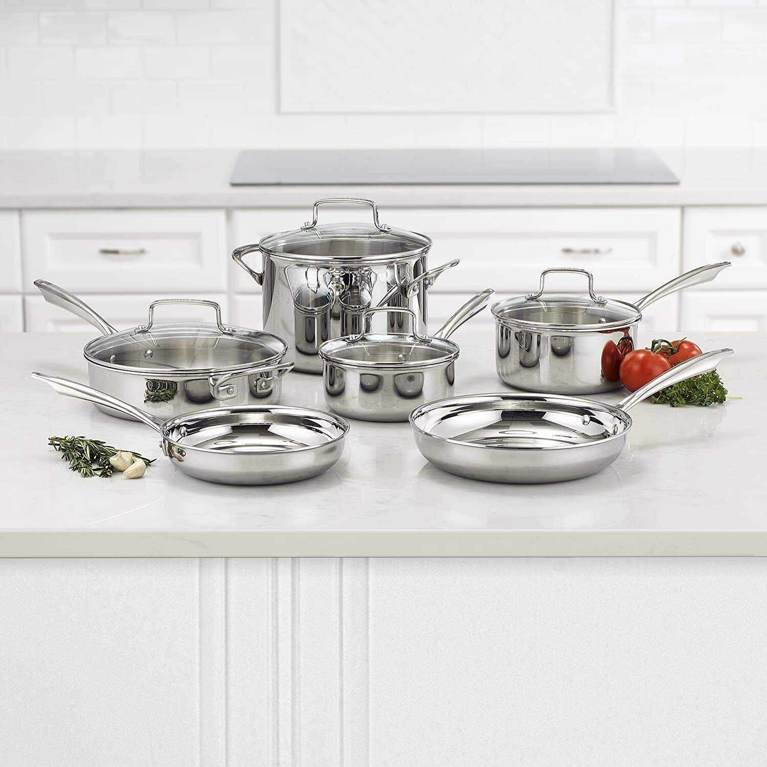Stainless Steel 17-Piece Set Chef's-Classic-Stainless-Cookware-Collection