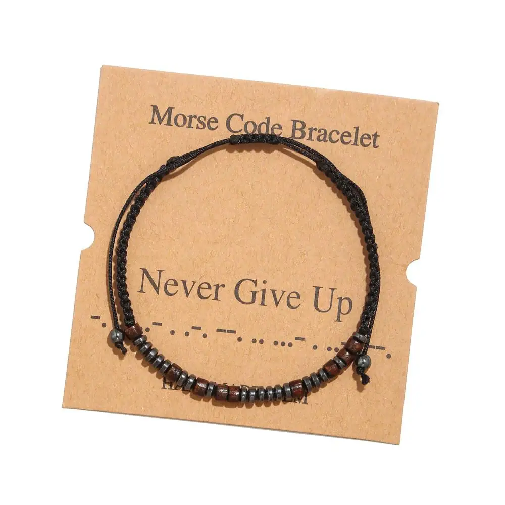 Women's Men's Unisex Morse Code Alphanumeric Weave Couple Bracelet