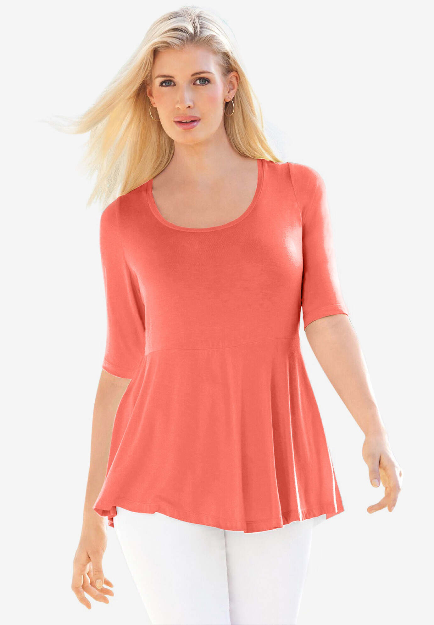 Stretch Cotton Peplum Tunic