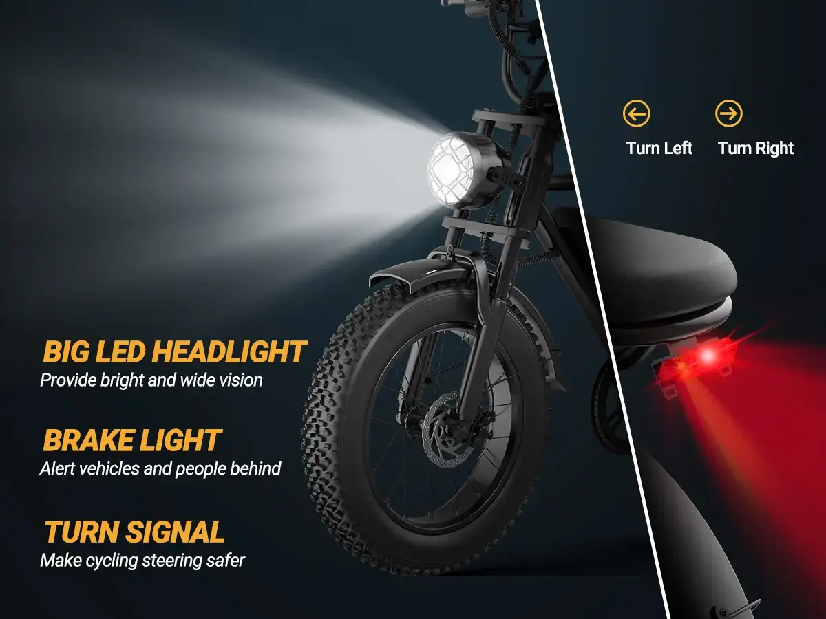 Peak 1500W Electric Off-Road Bike 20-Inch Full Suspension E-Motorcycle, 48V 20Ah Removable Battery, 31MPH Top Speed, 40-55 Mile Range, 2-Seater, LED Headlights, 20-Inch All-Terrain Fat Tires, UL 2849 Certified