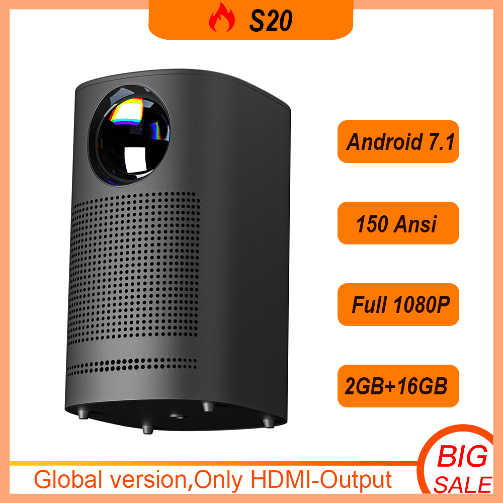 1pc Smart Projector,Mini Projector  120 ANSI Lumen Portable Projector WiFi,Android TV 7.1, 100'' Image,5000+ Apps, Movie Projector, Home Theater