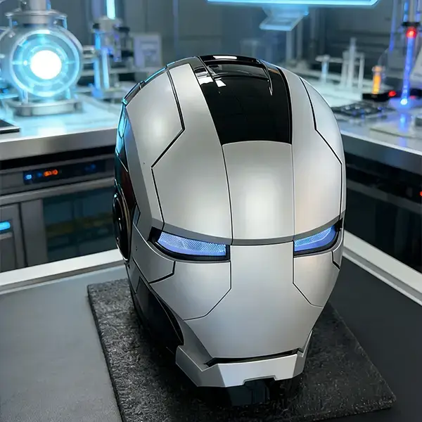 Iron Man MK5 Electric Helmet: 1:1 full-scale wearable, fully automatic voice-controlled opening and closing, high-grade electroplated metal finish, Jarvis AI interactive system, built-in LED glowing eyes, high-end collectible model