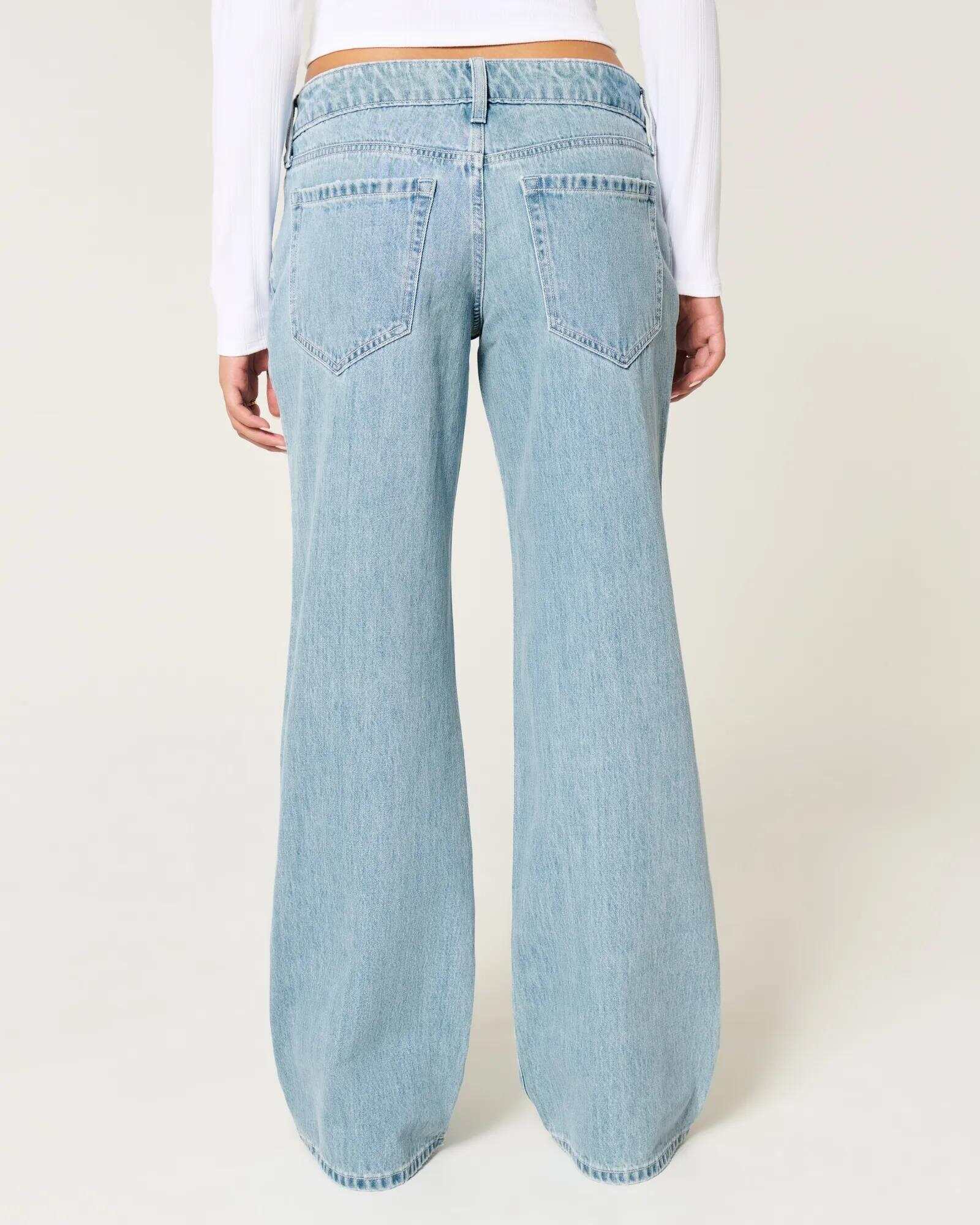 Low-Rise Dark Wash Baggy Jeans