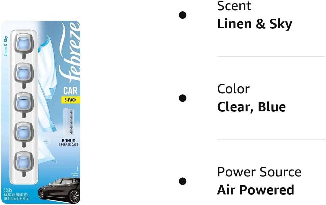 Febreze Car Air Fresheners, New Car Scent, Odor Eliminator for Strong Odors Car Vent Clips (2 Count)