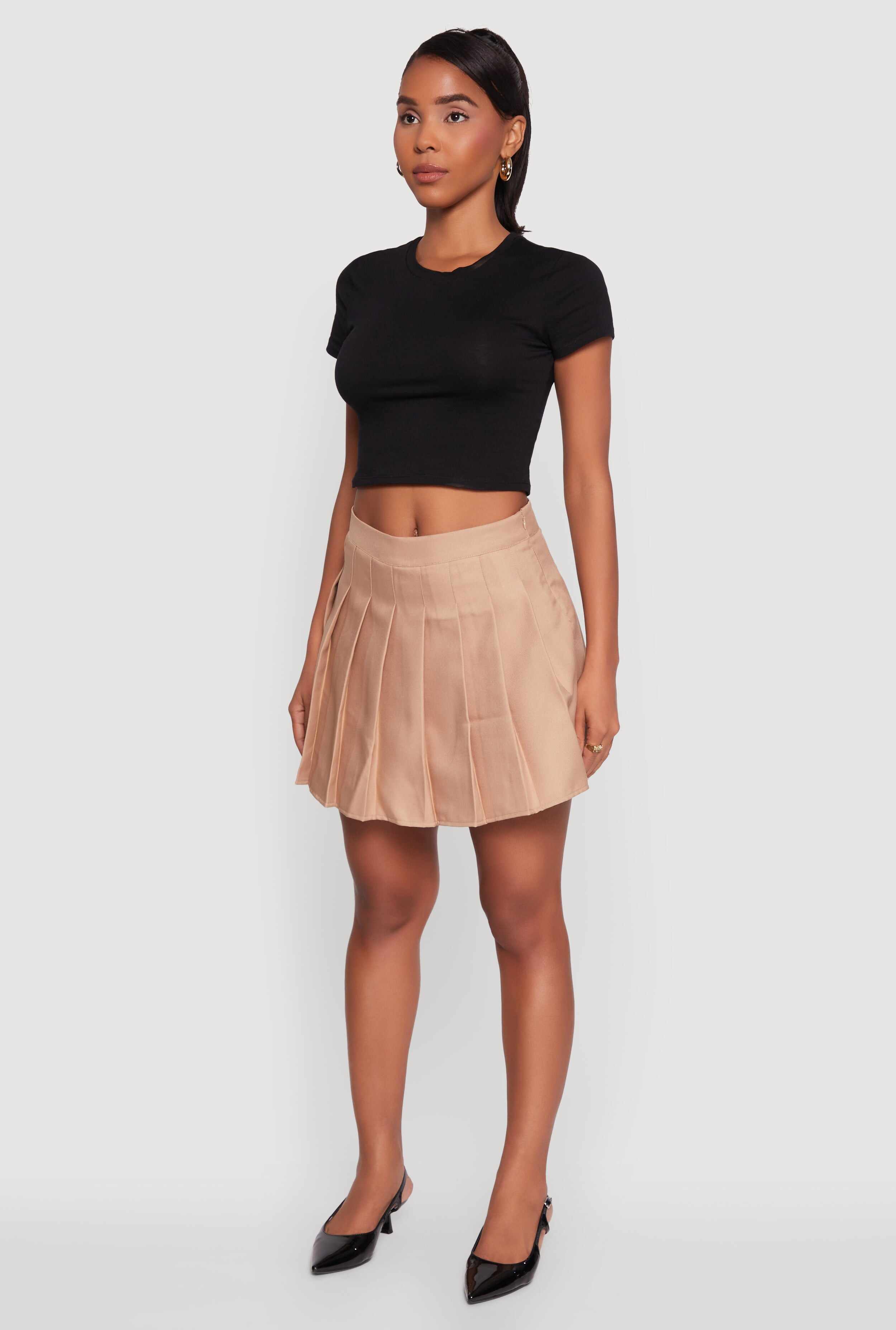 Trendy High Waisted Pleated Skirt