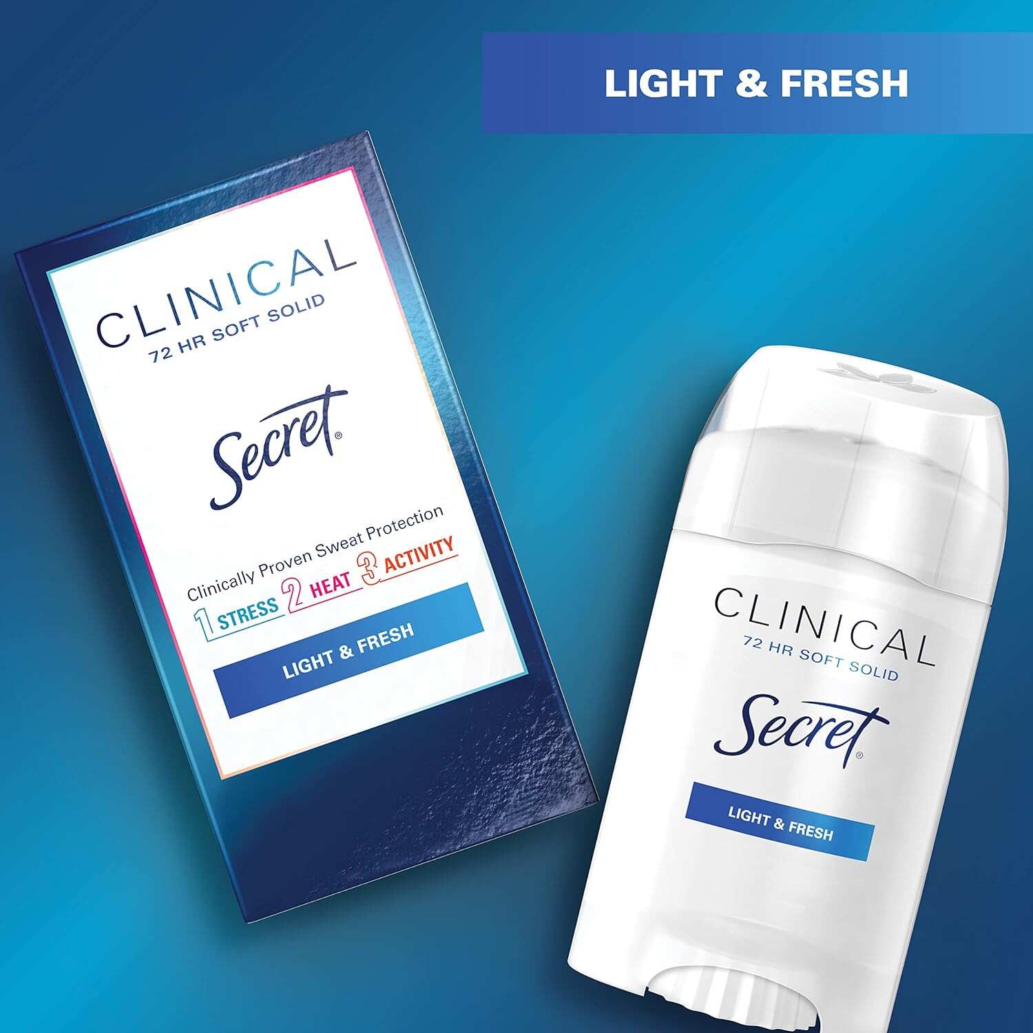 Secret Clinical Strength Antiperspirant and Deodorant Women, Soft Solid Stress Response, 72 Hr Sweat Protection, 1.6 oz (Pack of 3)