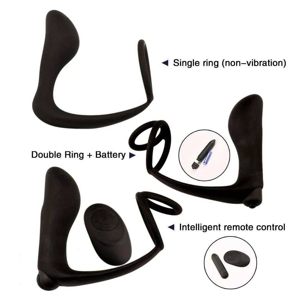 Male Prostate Massager Vibrator Butt Plug: Silicone Ring for Delayed Ejaculation