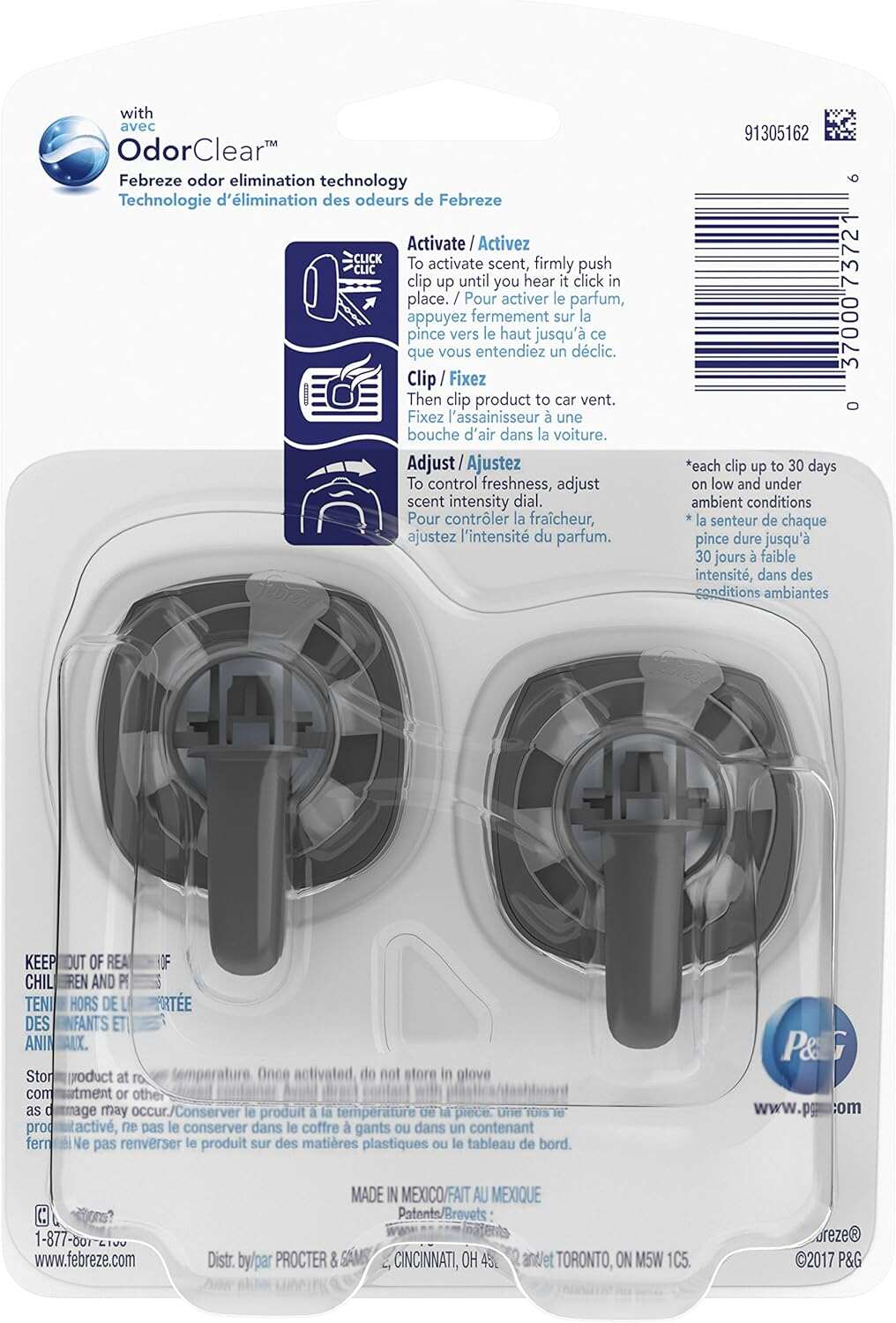 Febreze Car Air Fresheners, New Car Scent, Odor Eliminator for Strong Odors Car Vent Clips (2 Count)