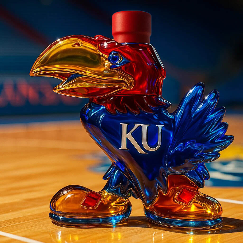 KU Jayhawk Whisky Bottle