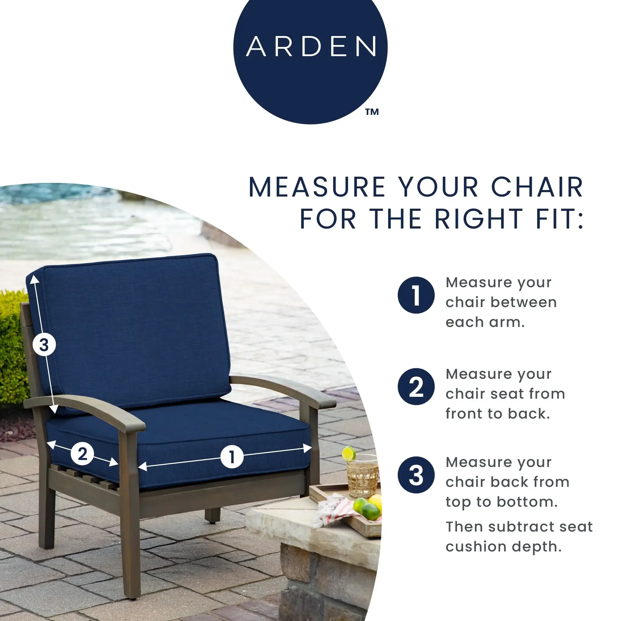 ARDEN Outdoor Plush Modern Tufted Blowfill Deep Seat Set, 24 x 24