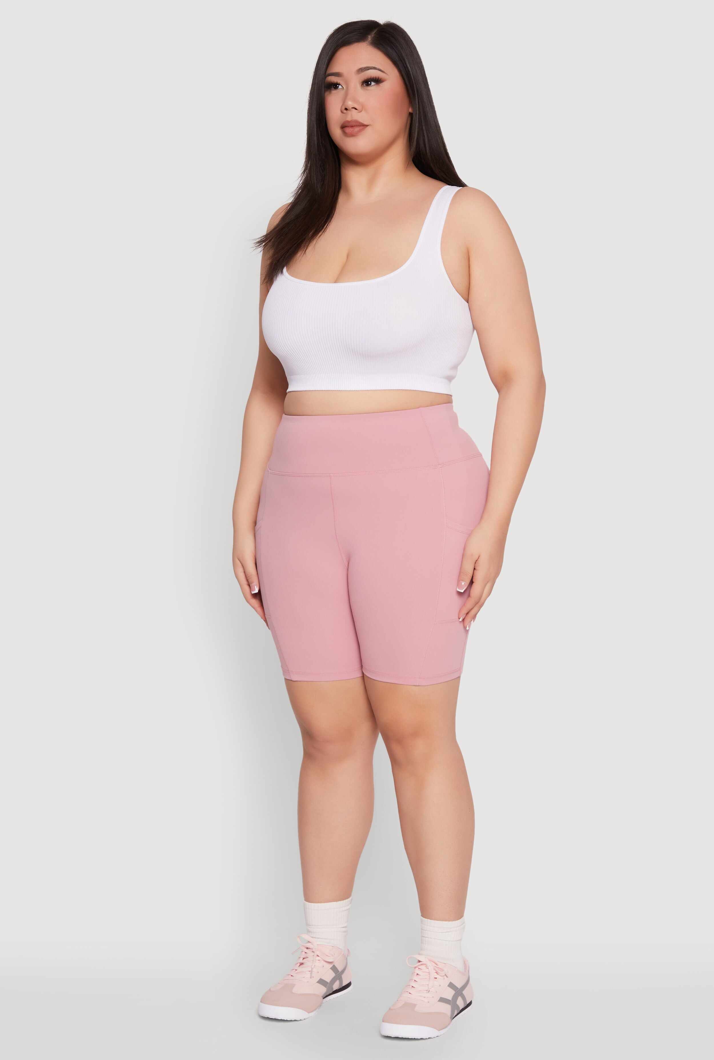 Plus Size Cell Phone Pocket Snatched Bike Shorts