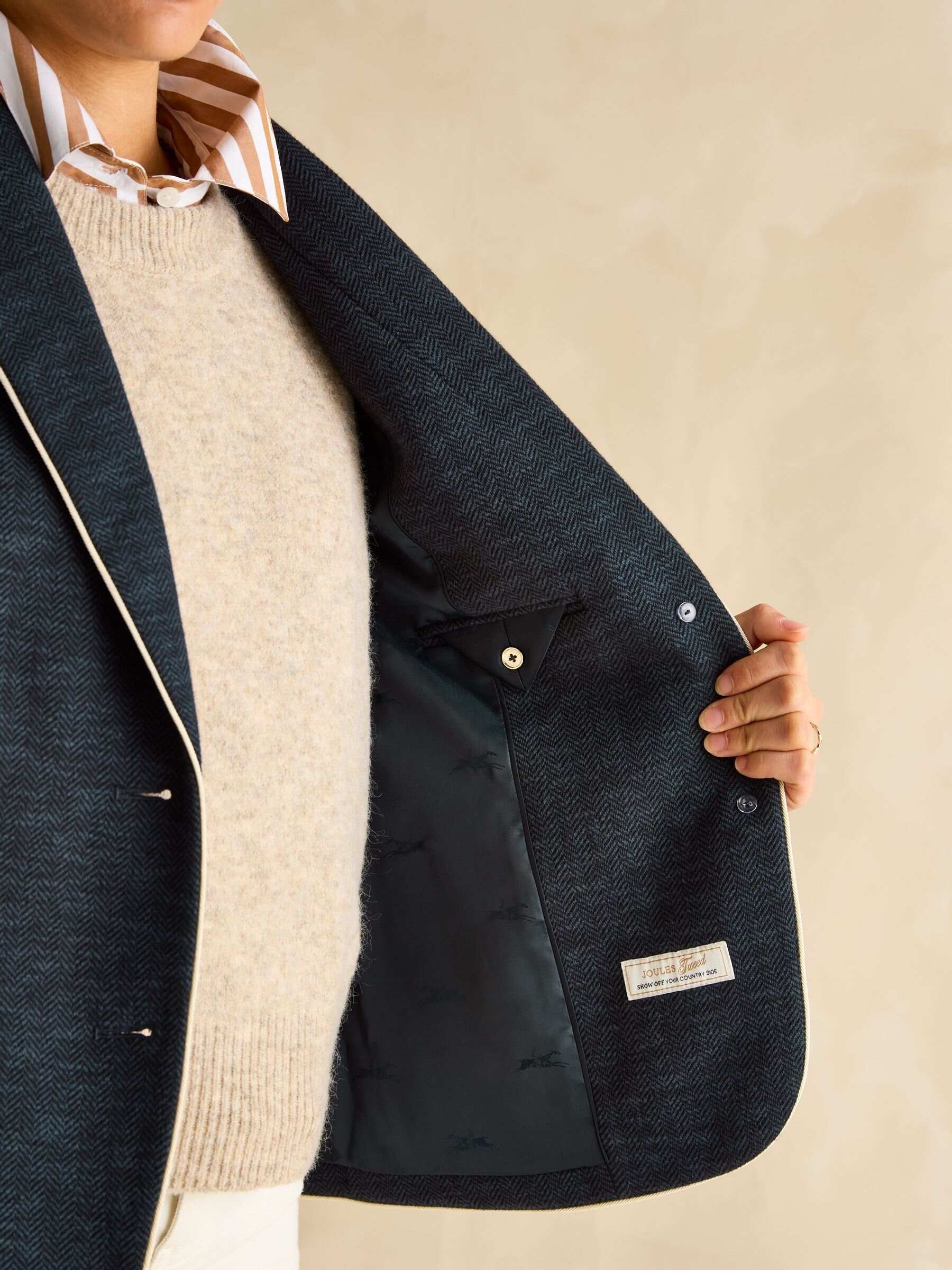 Hartley Navy Blue Shawl Collar Blazer