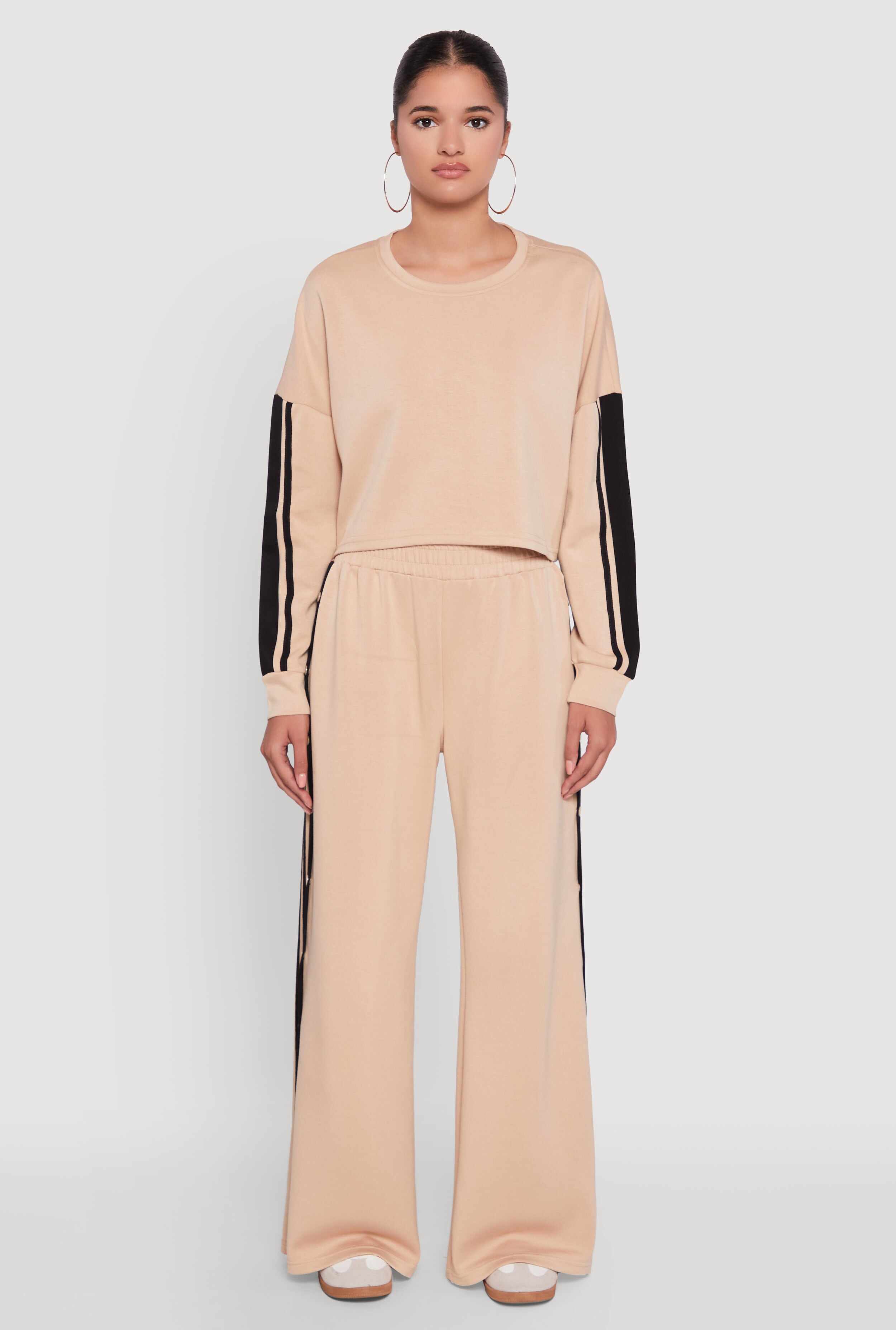 Contrast Trim Drop Shoulder Crop Top