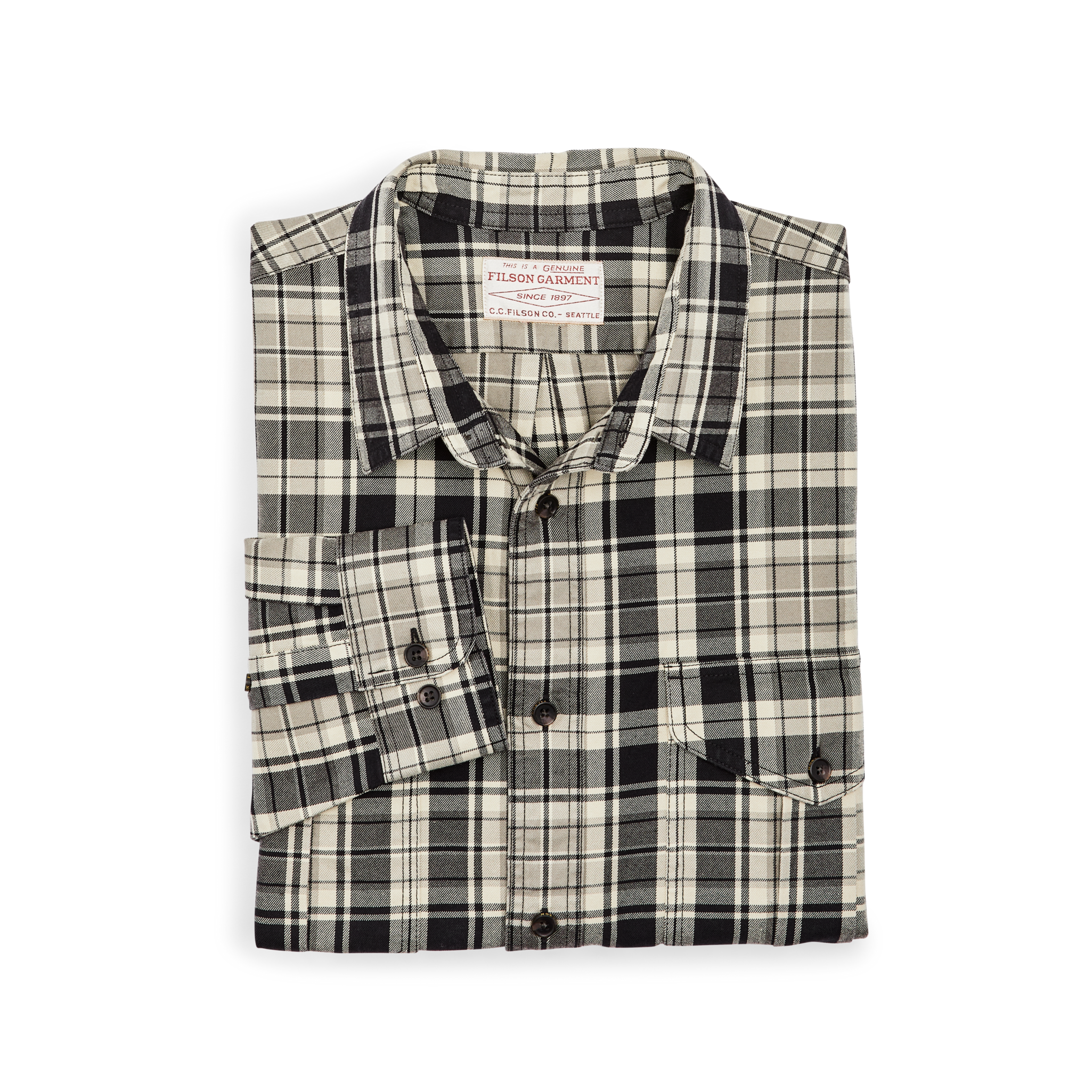 Lightweight Alaskan Guide Shirt - Cream / Black / Gray Plaid