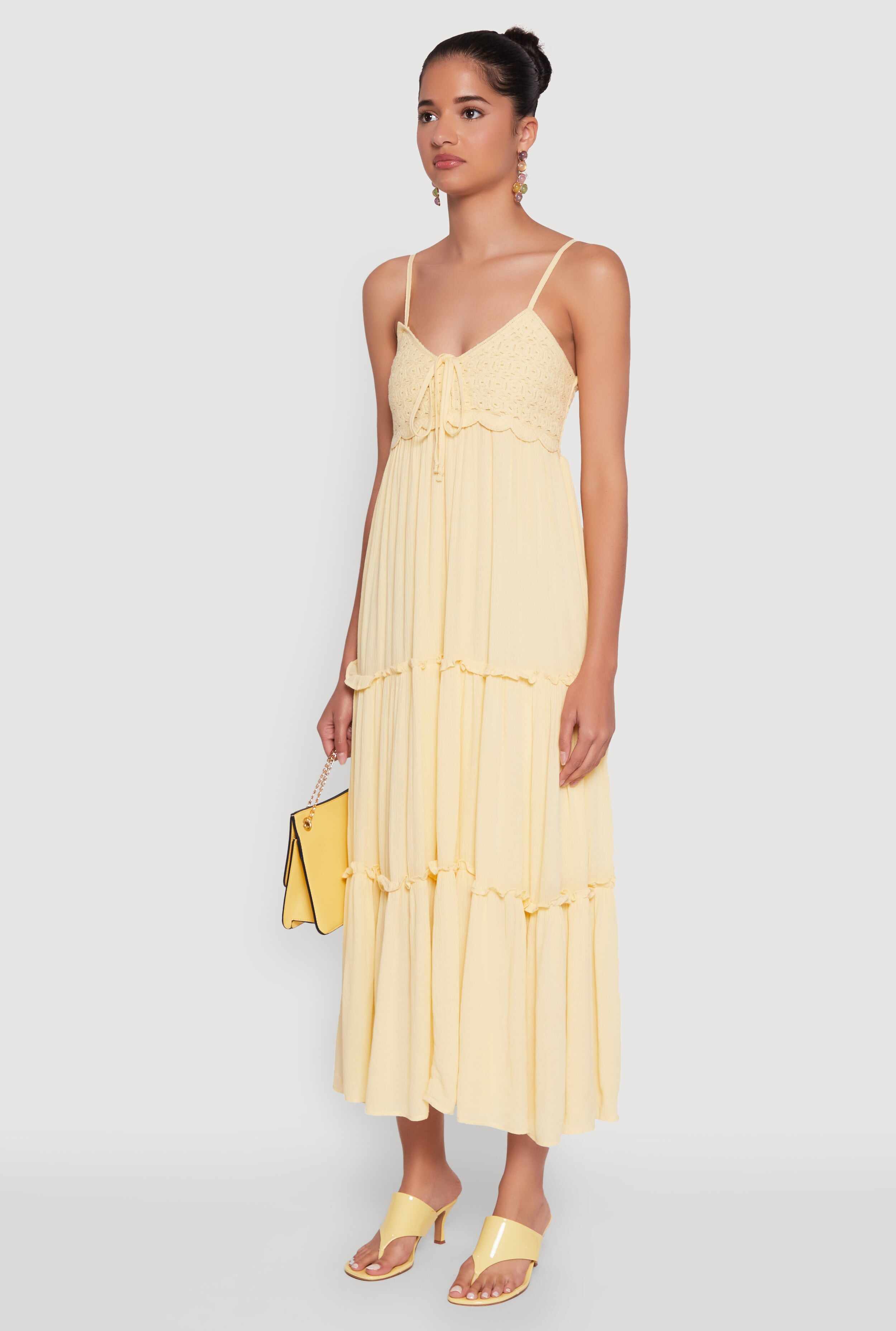 Haute Monde Crochet Detail Tiered Sundress