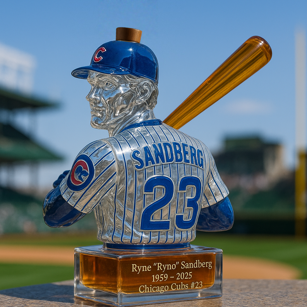 🕯️Ryne “Ryno” Sandberg Memorial Whiskey Bottle – Honoring a Chicago Cubs Legend