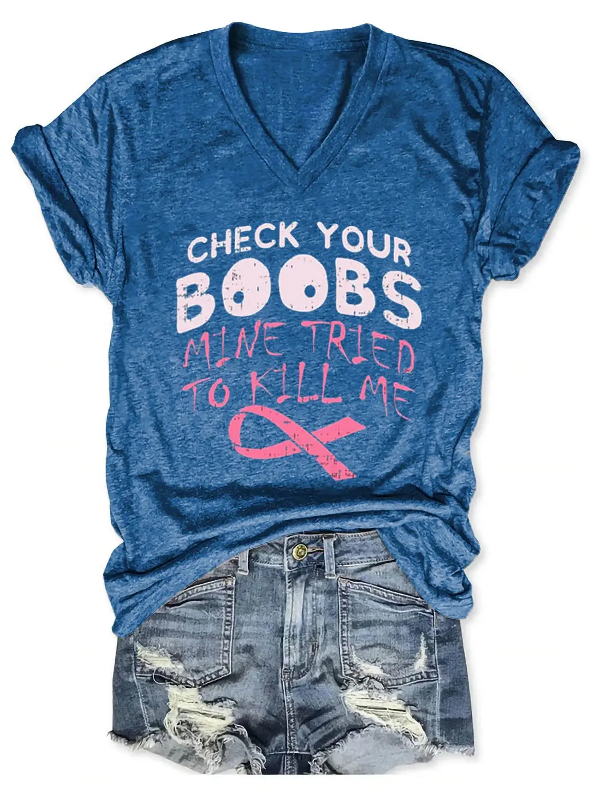 Check Your Boobs Breast Cancer Awareness Art Casual T-shirt