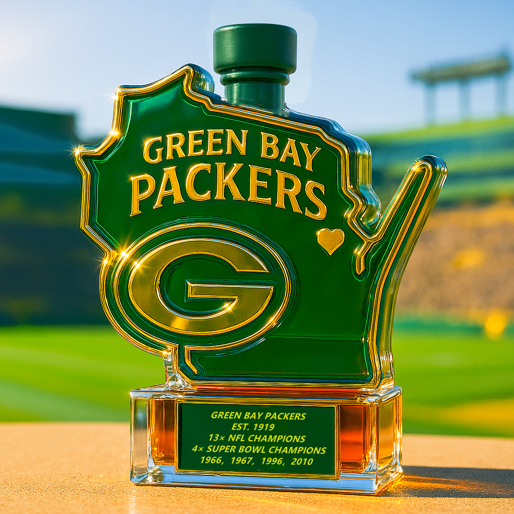 Green Bay Packers State Map Whiskey Bottle