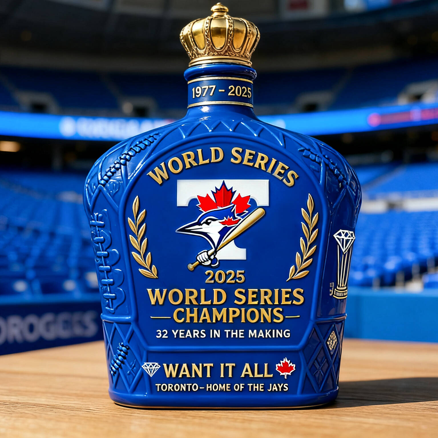 Blue Jays 2025 World Series Champions Whiskey Bottle