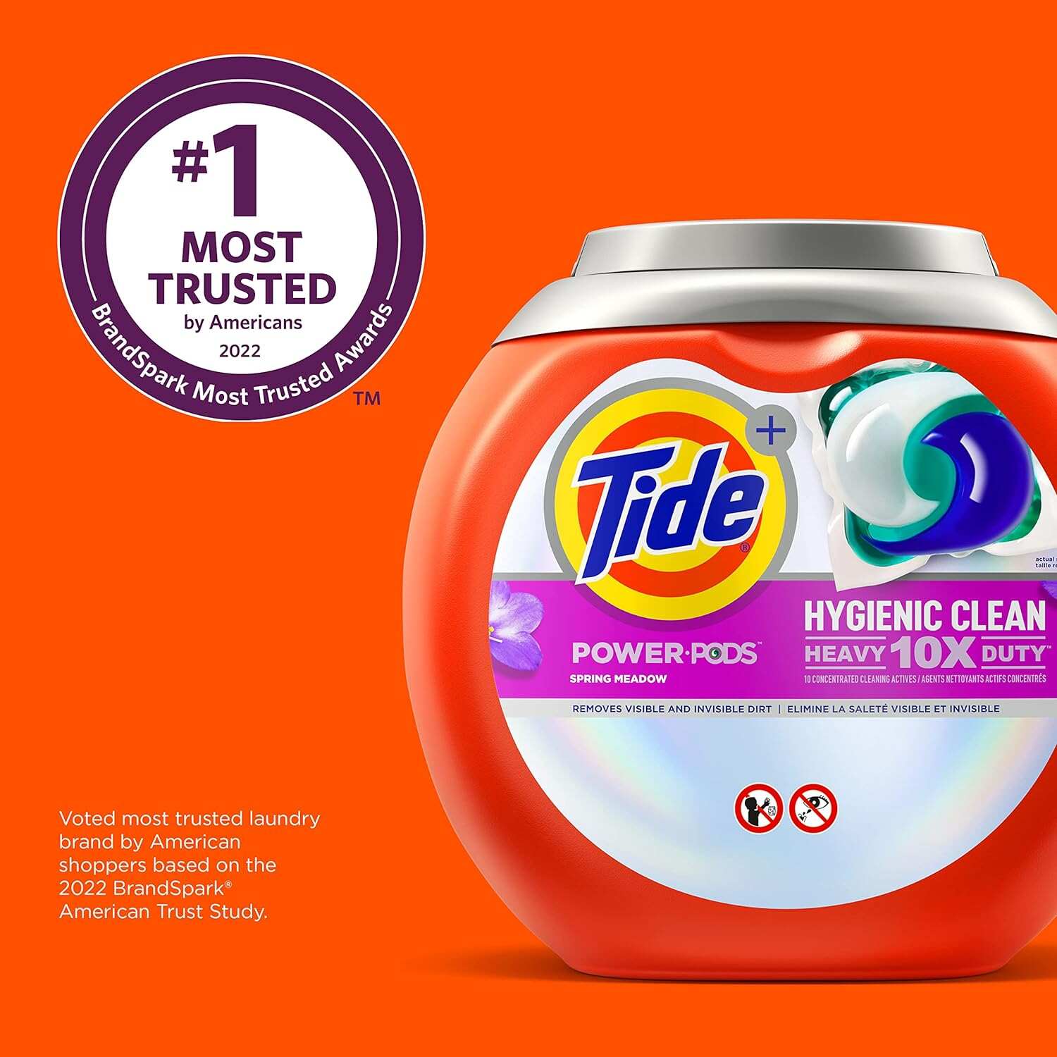 Tide Hygienic Clean Heavy Duty 10x Free Power PODS Laundry Detergent, 63 count, Unscented, For Visible and Invisible Dirt