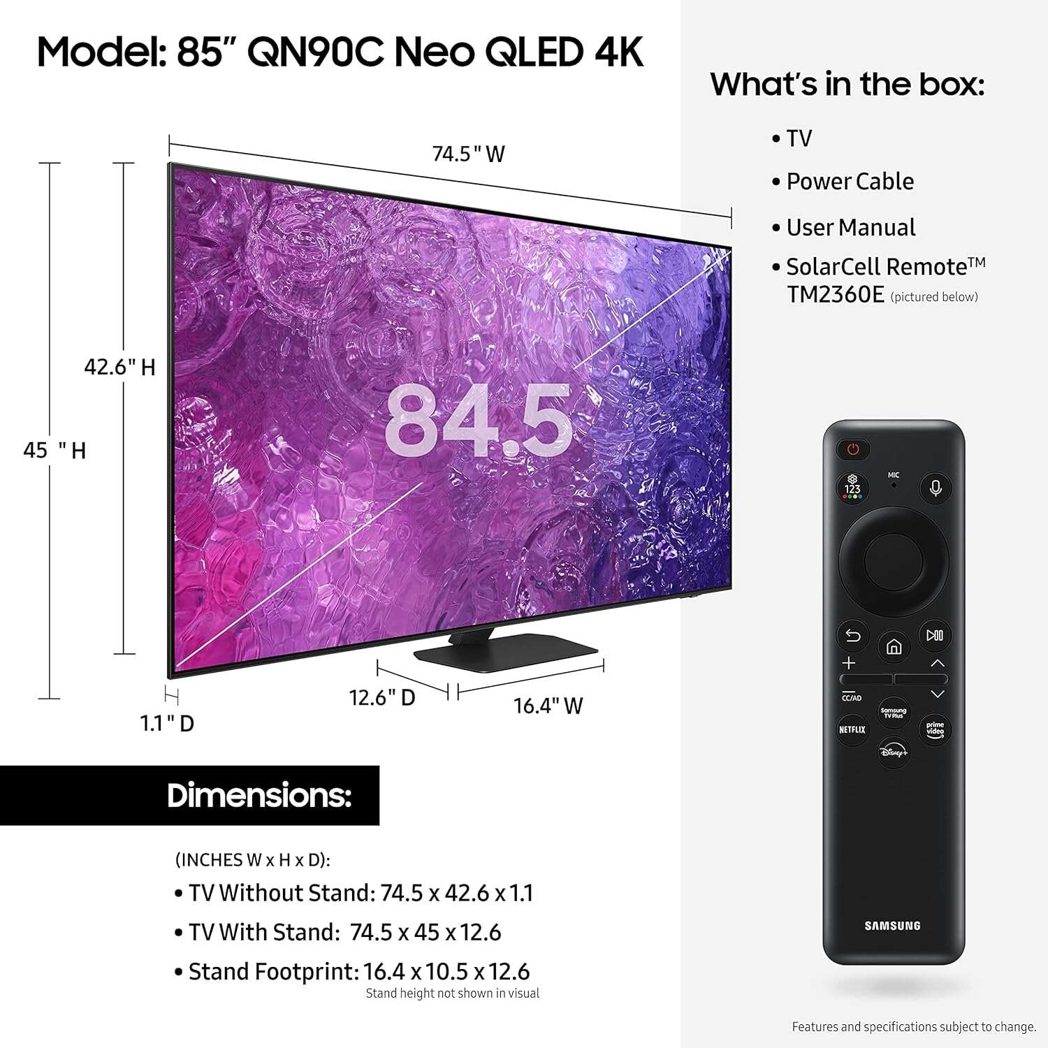 SAMSUNG 55-Inch Class Neo QLED 4K QN90C Series Neo Quantum HDR+, Dolby Atmos, Object Tracking Sound+, Anti-Glare, Gaming Hub, Q-Symphony, Smart TV with Alexa Built-in (QN55QN90C, 2023 Model)