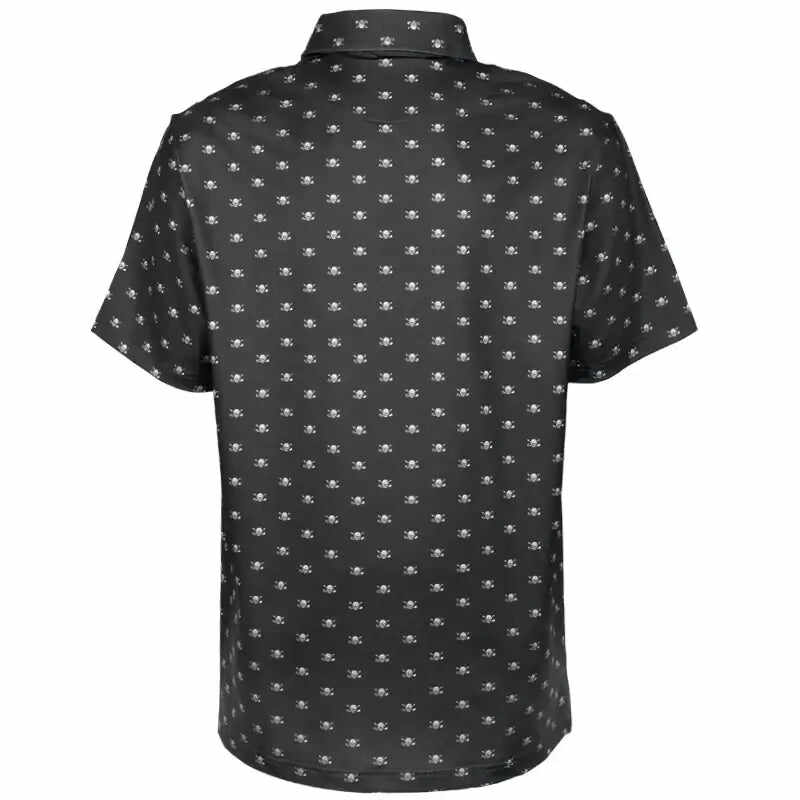 Micro Skull Cool-Stretch Men's Golf Shirt (Black)