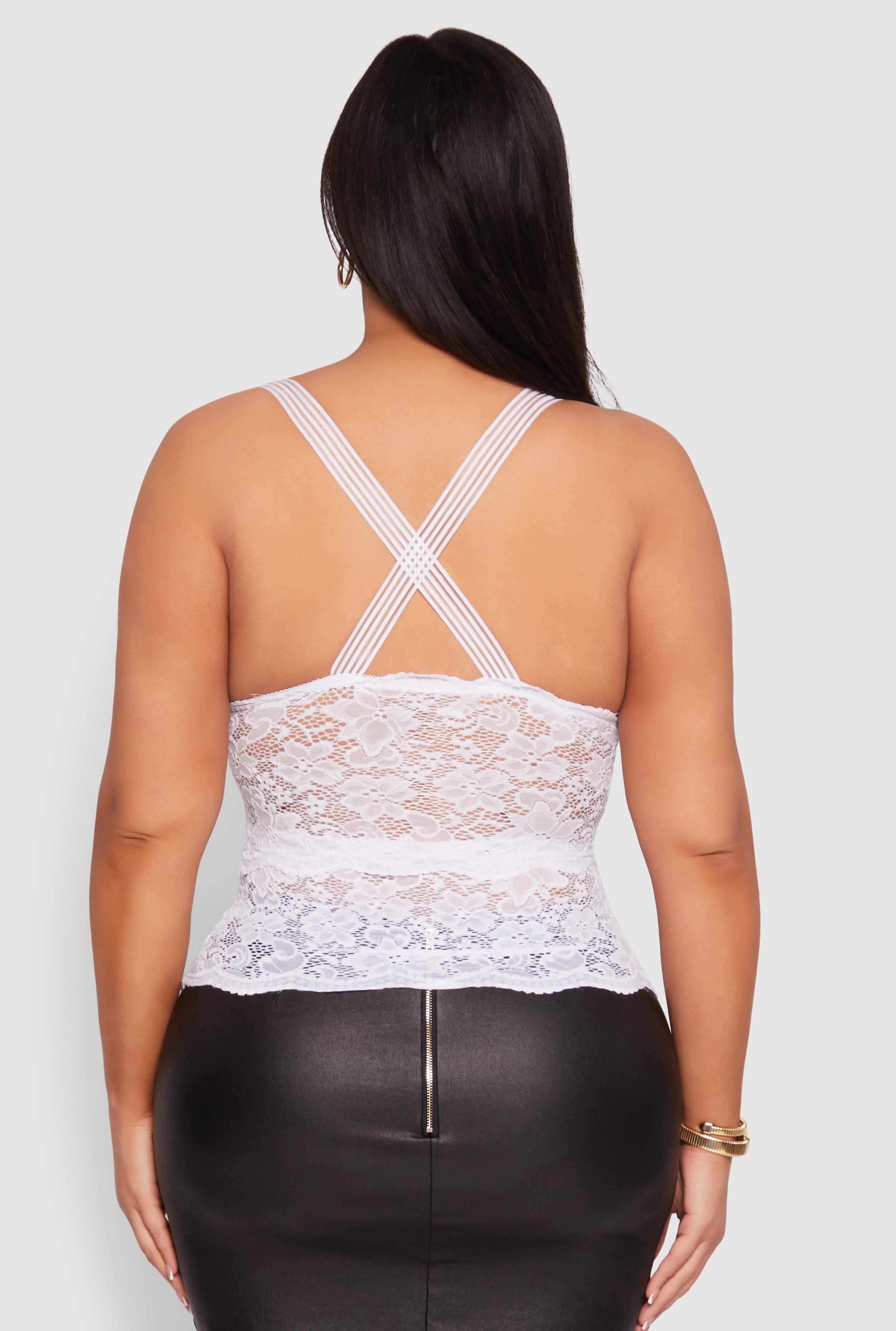 Plus Size Scalloped Floral Lace Tank Top