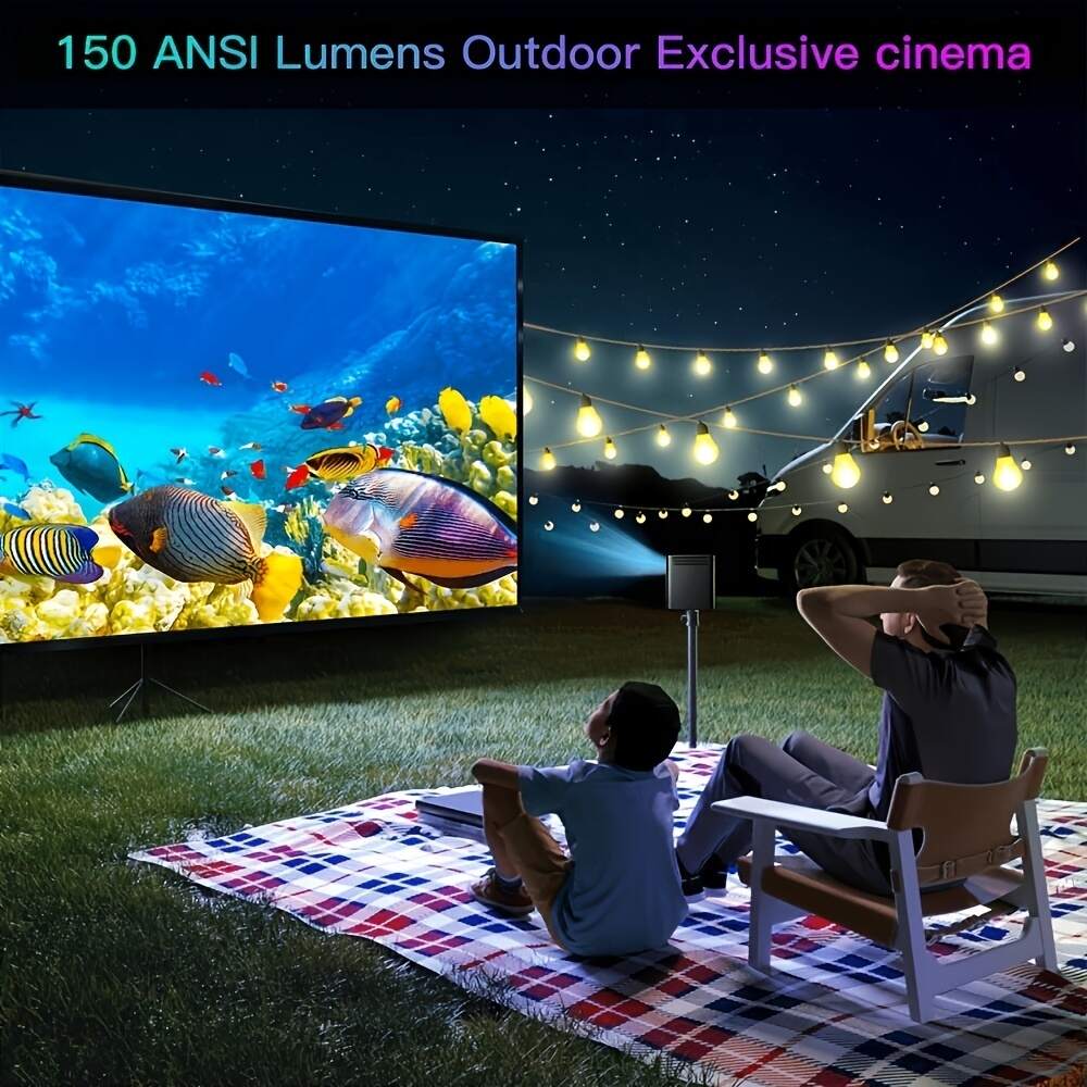 1pc Smart Projector,Mini Projector  120 ANSI Lumen Portable Projector WiFi,Android TV 7.1, 100'' Image,5000+ Apps, Movie Projector, Home Theater