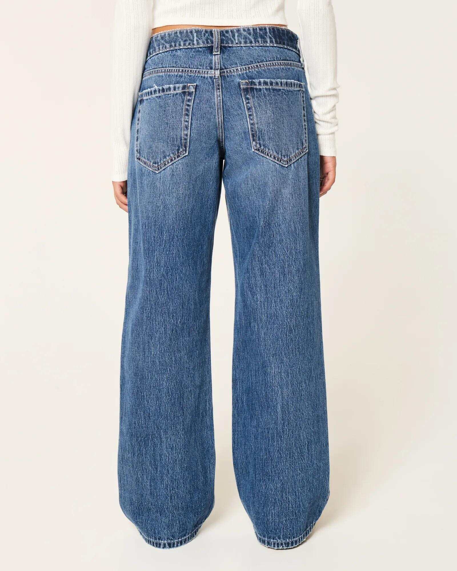 Low-Rise Dark Wash Baggy Jeans
