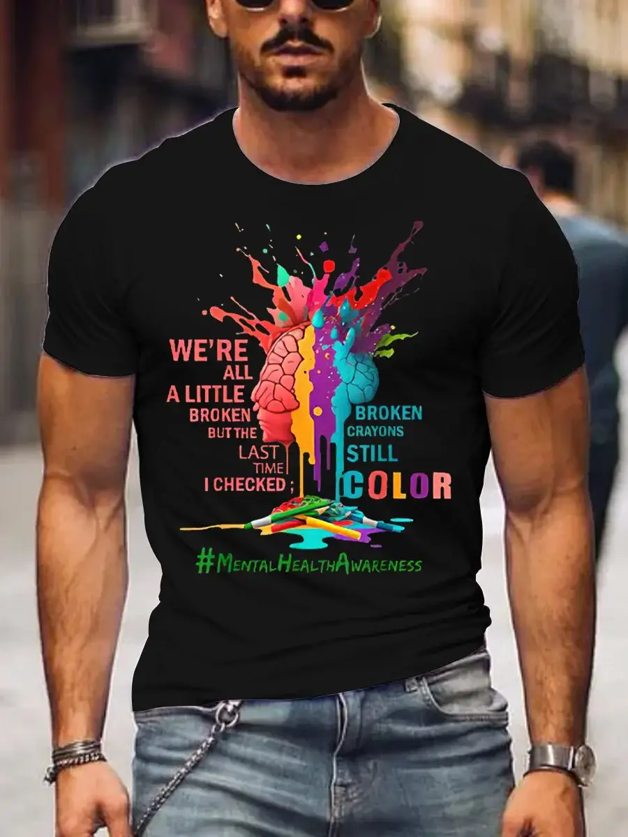 Men's  We're All A Little Broken But The Last Time I Checked Broken Crayons Still Color T-shirt