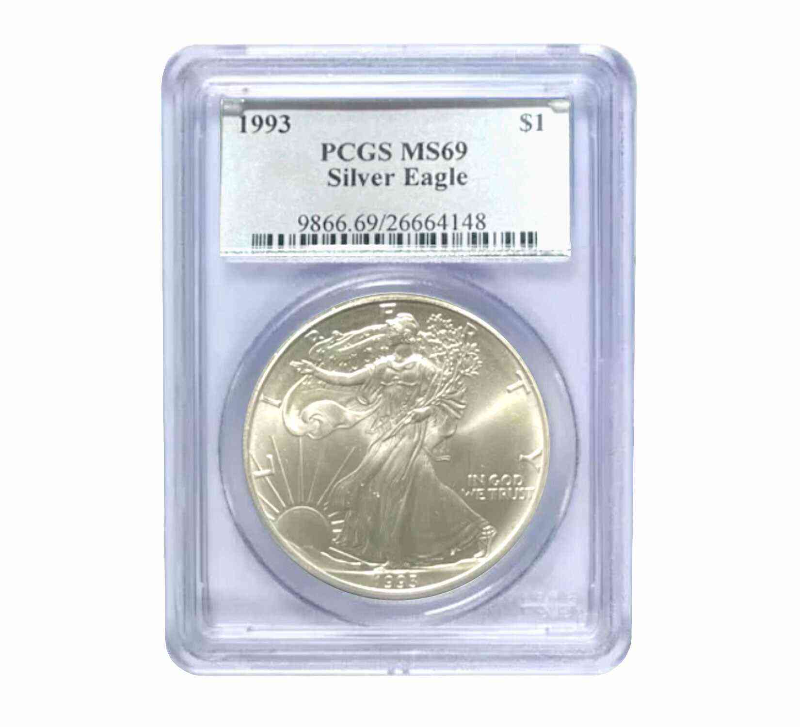 1993 $1 American Silver Eagle MS69 PCGS