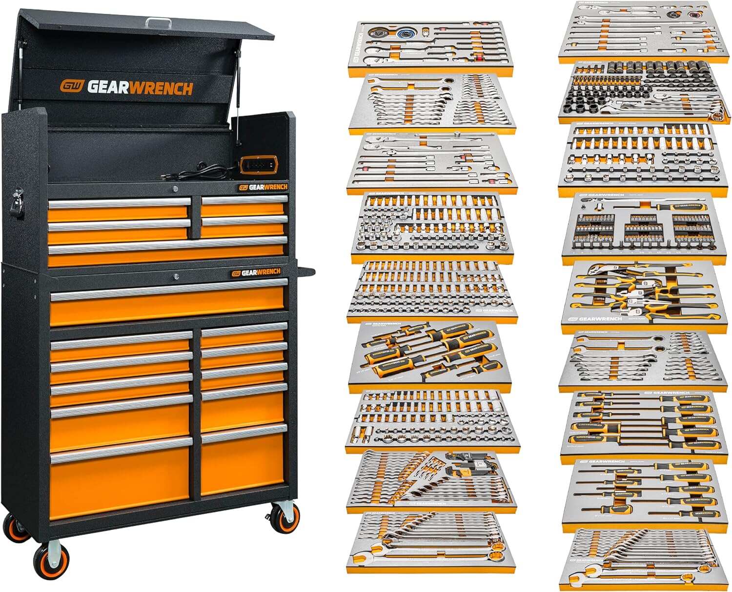 GEARWRENCH 1268 Piece Master Mechanics Tool Set in Premium Modular Foam Trays with GSX Mobile Tool Storage | MEGAMOD1268