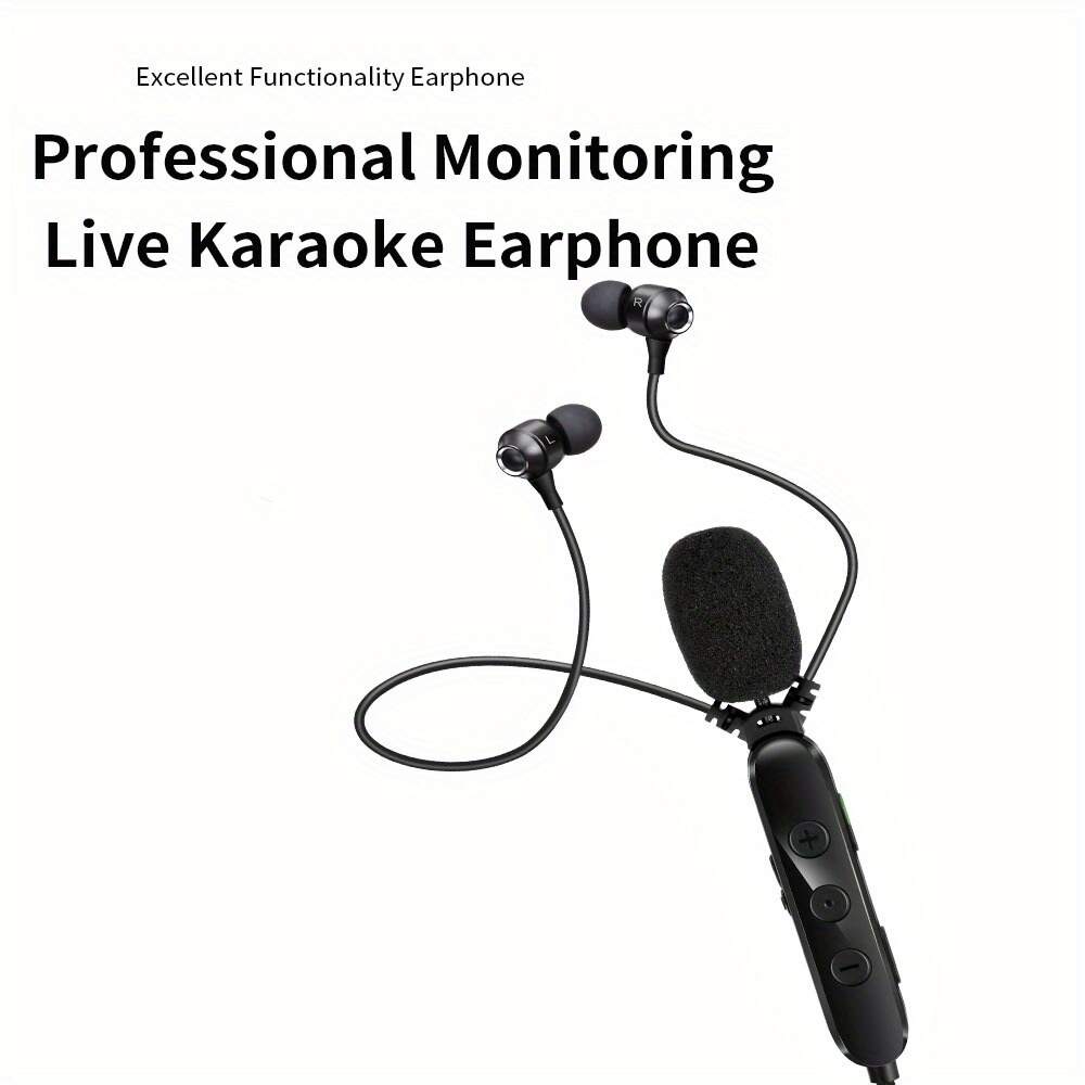 Live In-Ear Headphones with Microphone for KTV, Wired Type-C Sound Card, Echo Effect, Real-Time Ear Monitoring, Line Control, High-Definition Microphone, Suitable for Mobile Phone Headphones with Noise-Cancelling Microphone.
