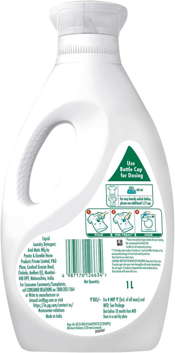Ariel Matic Liquid Detergent, Front Load, 1 Litre, Pack Of 1