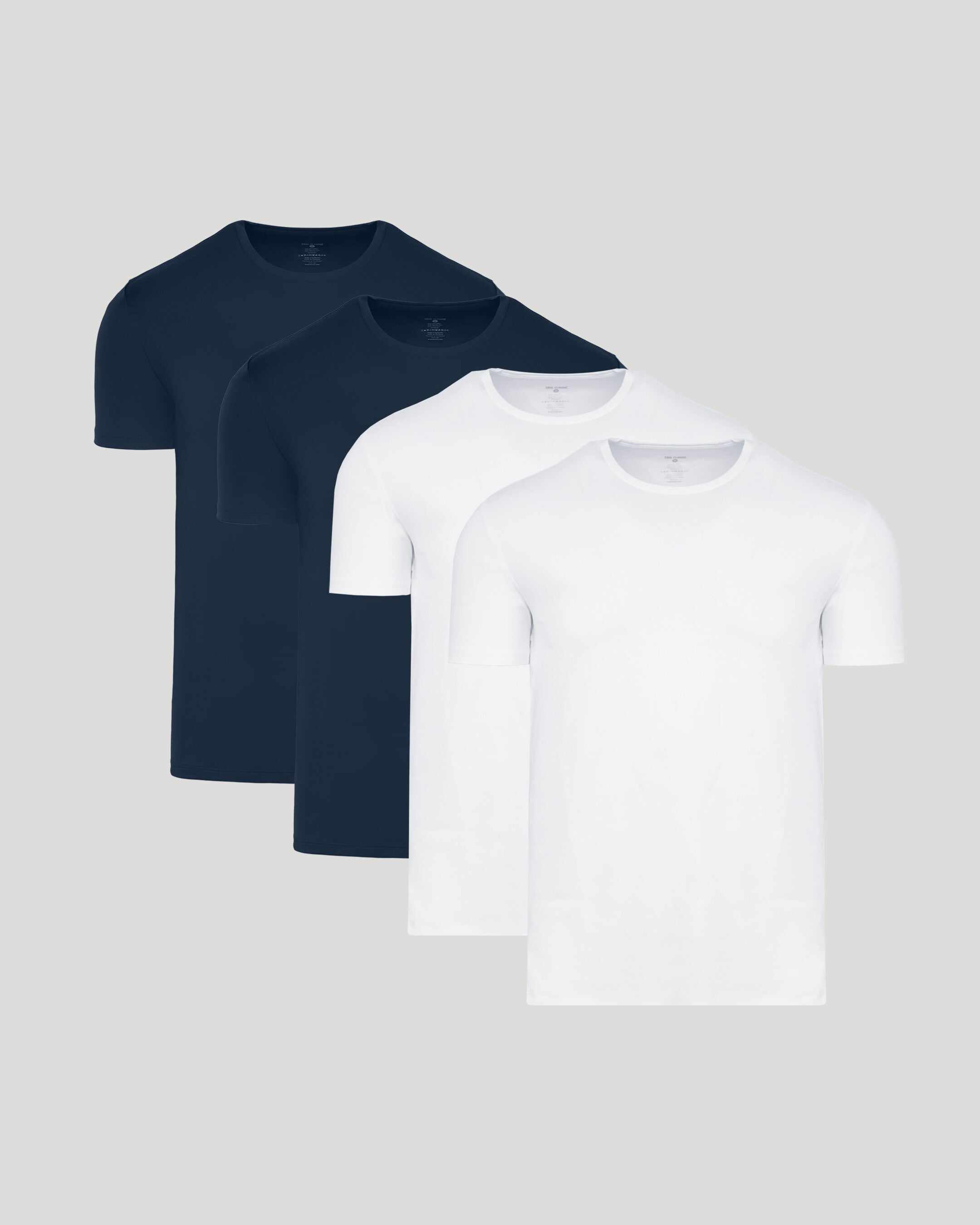 White & Navy Classic Pima Crew 4-Pack