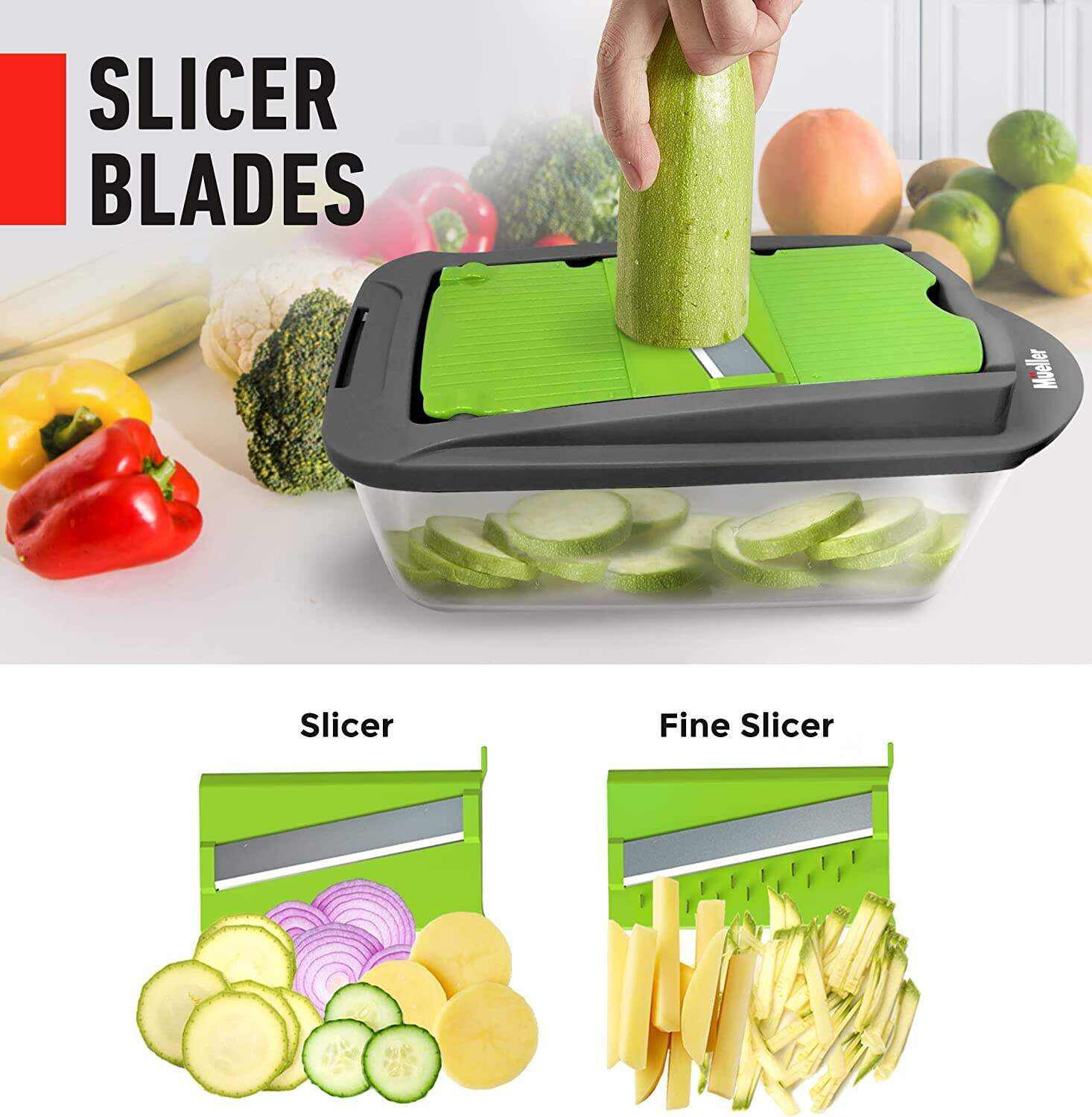 10-in-1, 8 Blade Vegetable Slicer, Onion Mincer Chopper, Vegetable Chopper, Cutter, Dicer, Egg Slicer with Container