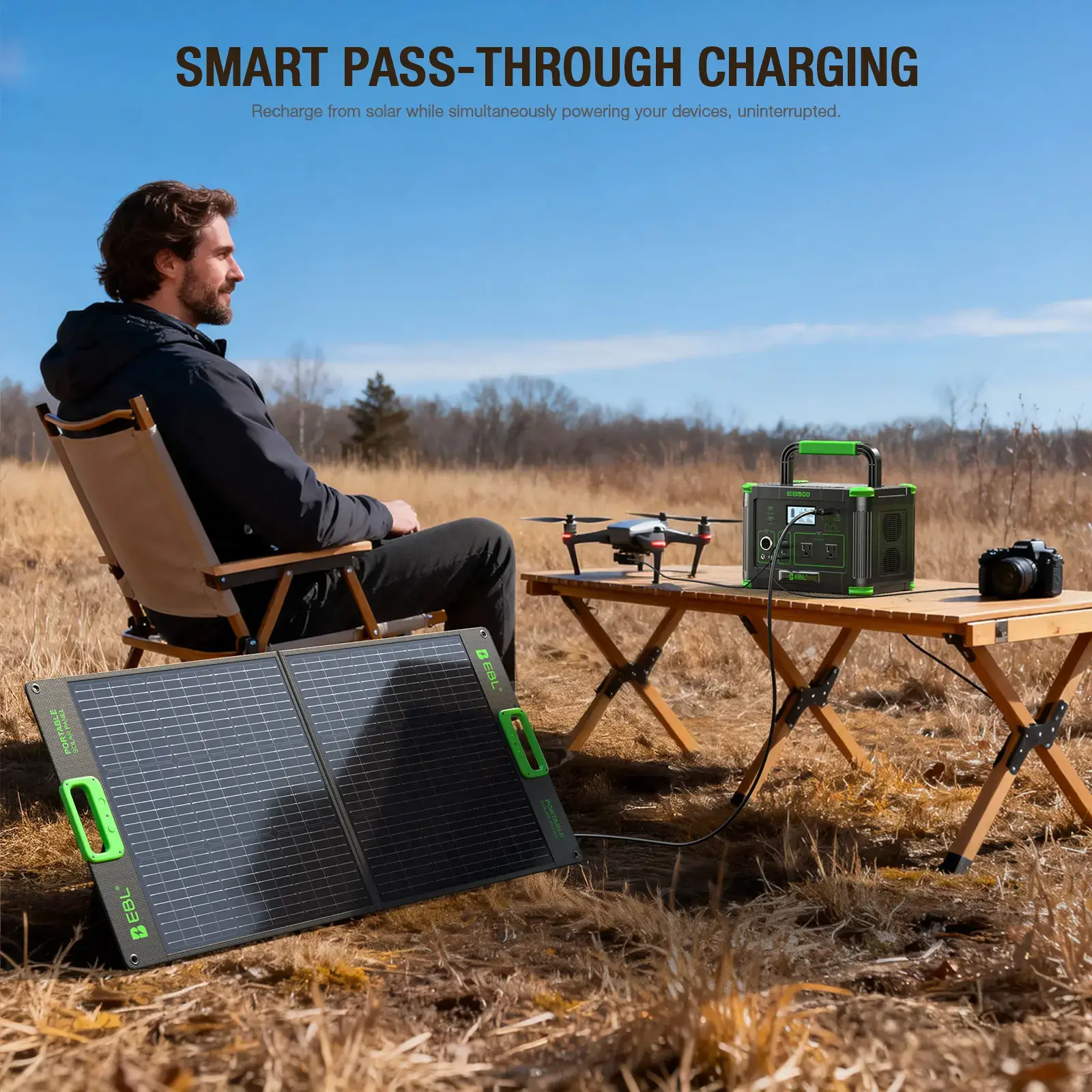 Outdoor Power Station: EBL 500W Solar Generator w/ 519Wh Battery & 10 Ports | Powers Your Camping, Road Trips & Emergencies