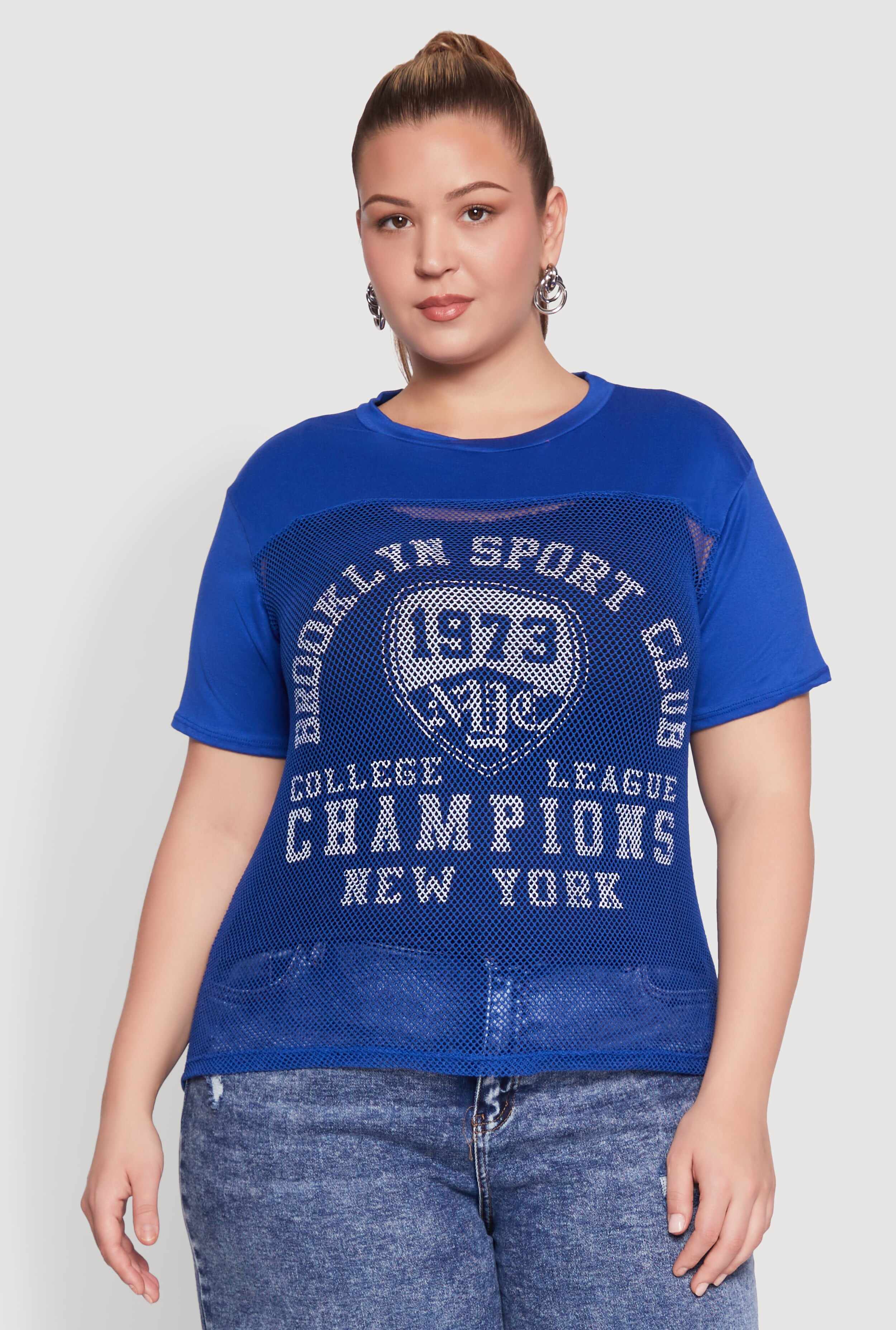 Plus Size Fishnet Detail Brooklyn Sport Club Top