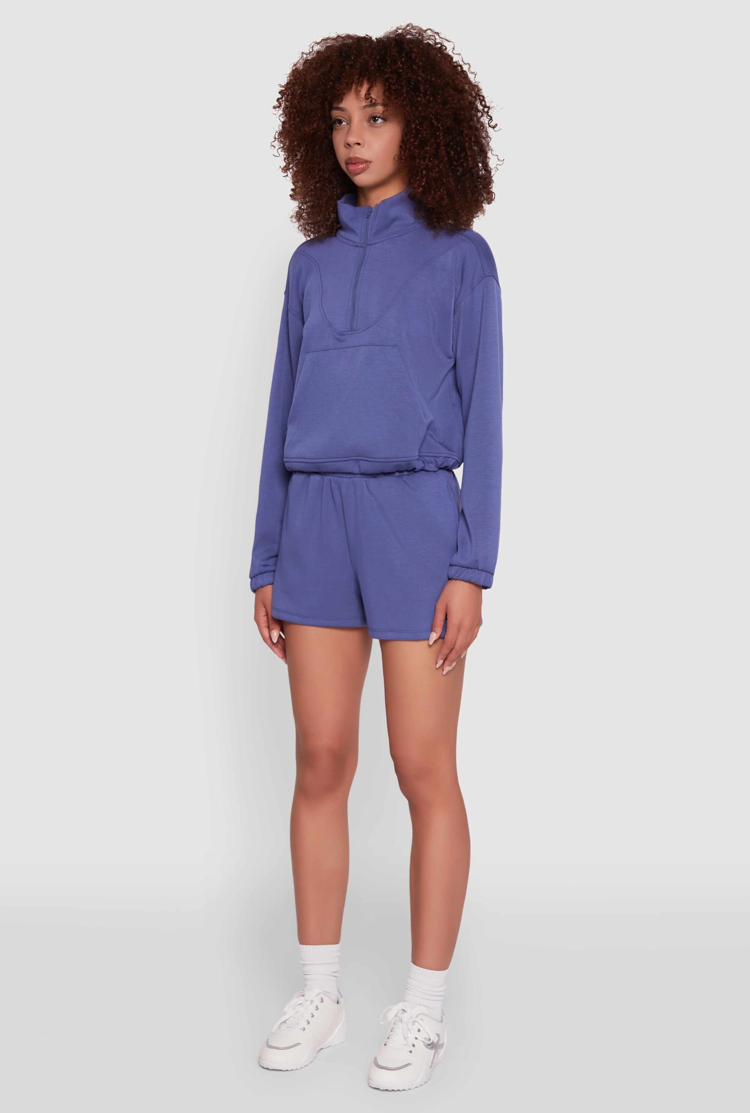 Mock Neck Quarter Zip Pullover Sweatshirt