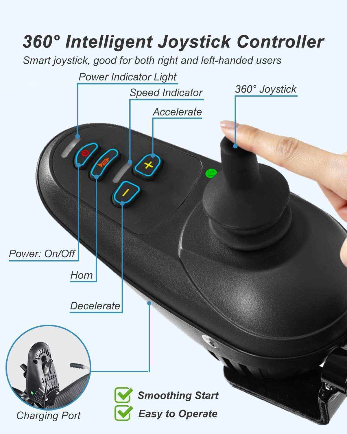 Havenland Portable Electric Wheelchair Lightweight Foldable for Adults Seniors, Intelligent Power Wheelchairs Motorized All Terrain Chair, Up to 9 Mile Range, 12AH Battery 66 pounds