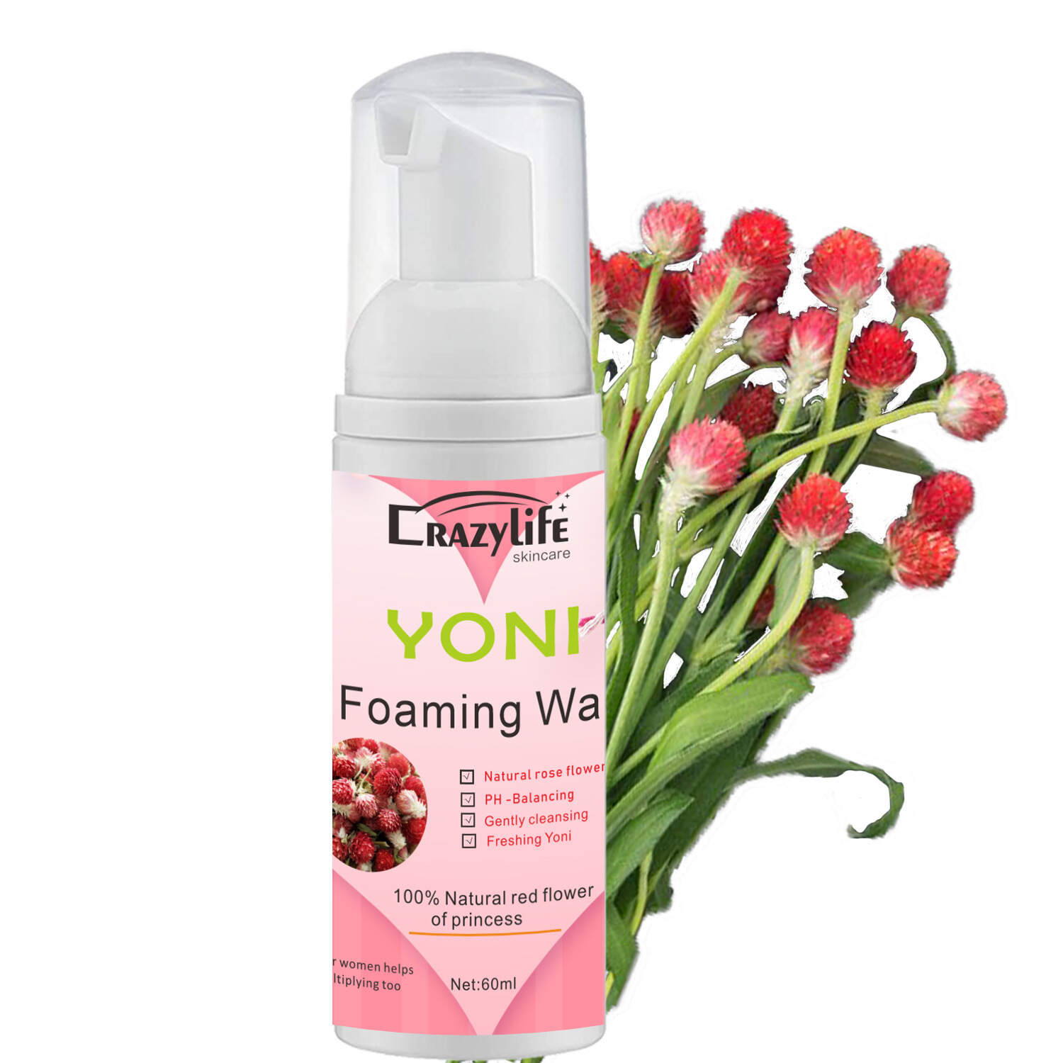 60ml Crazylife Yoni Foaming Wash Cleaner For Women