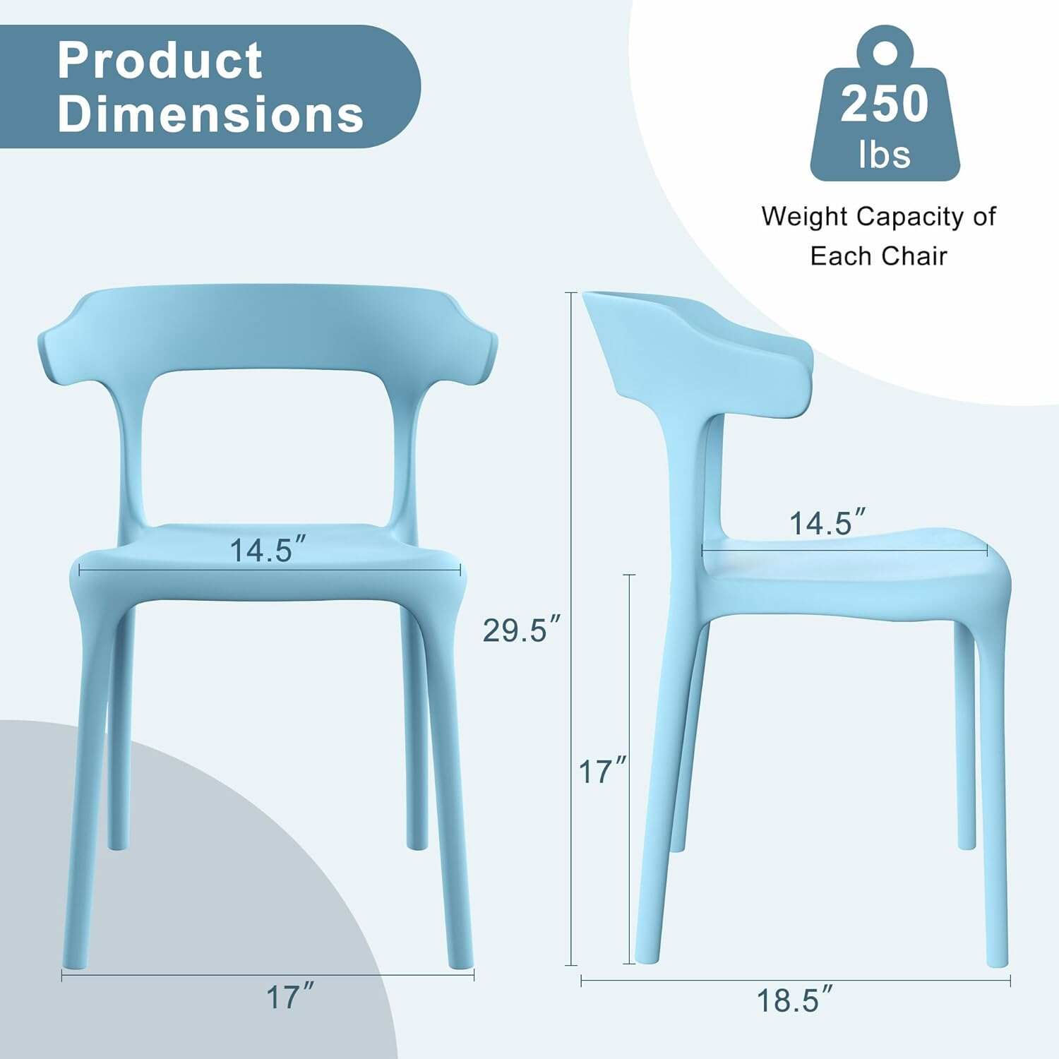 VECELO 4 Pack Plastic Stacking Chairs