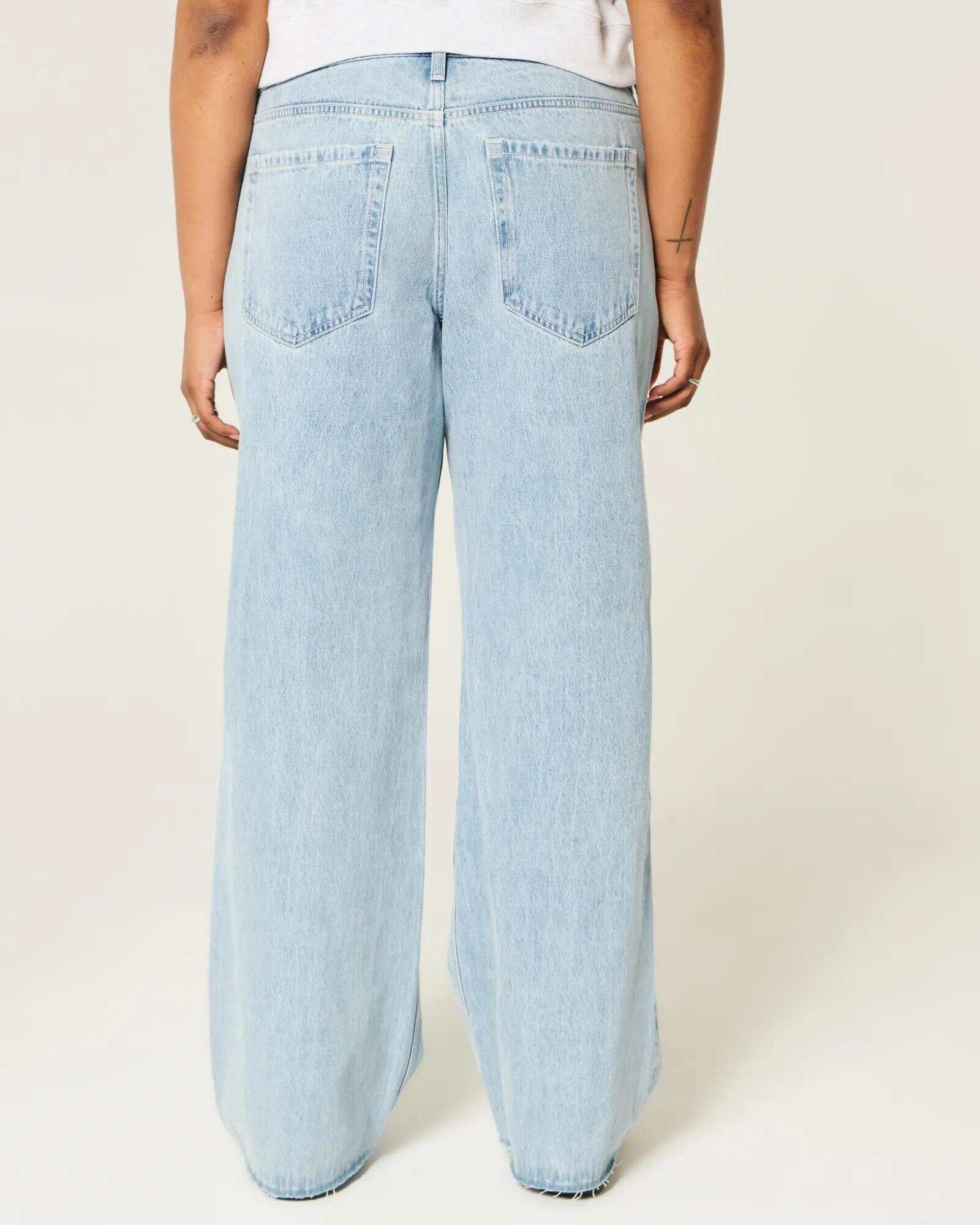 Low-Rise Dark Wash Baggy Jeans