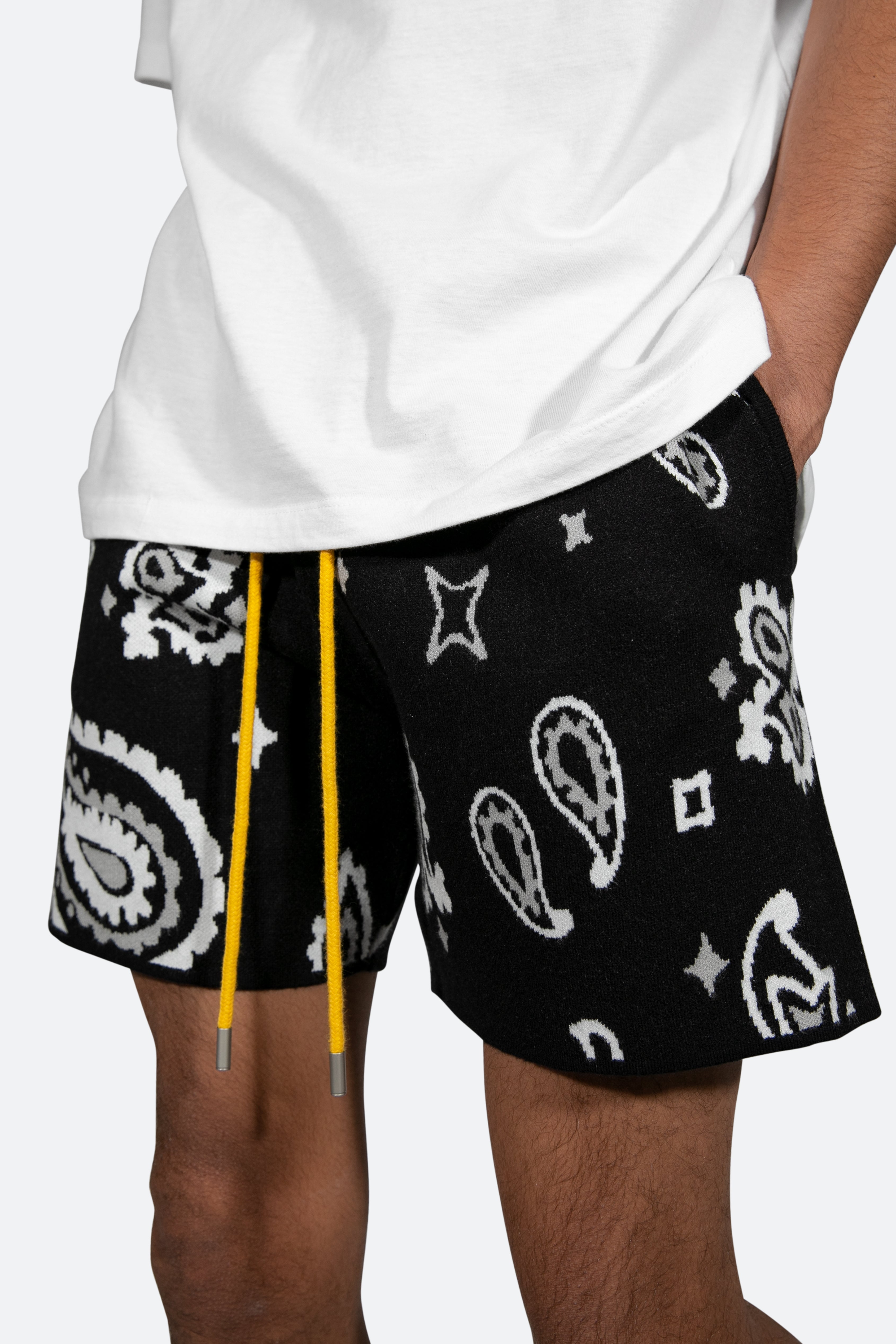 Paisley Knit Shorts - Black