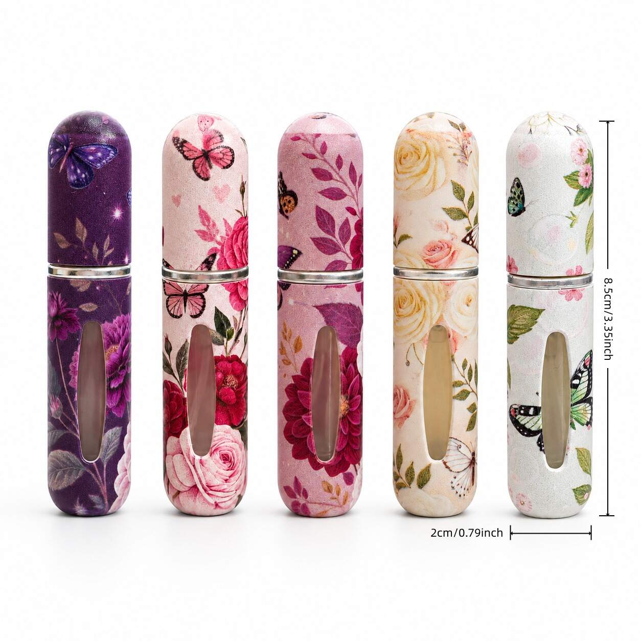 5 Pack Floral Butterfly Refillable Perfume Atomizer Set