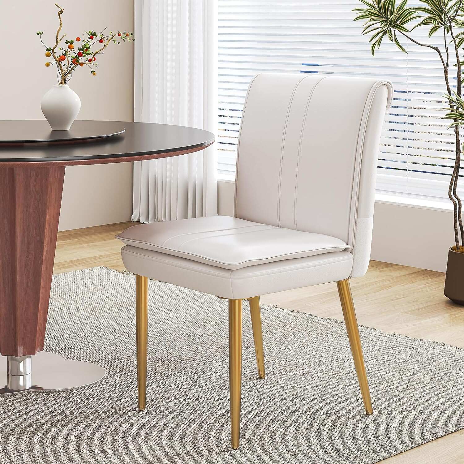 VECELO Upholstered PU Dining Chairs Set of 2