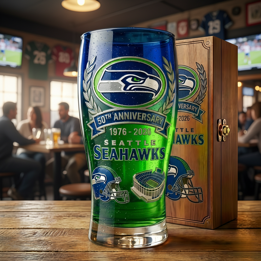 Seattle Seahawks 50th Anniversary Commemorative Glass